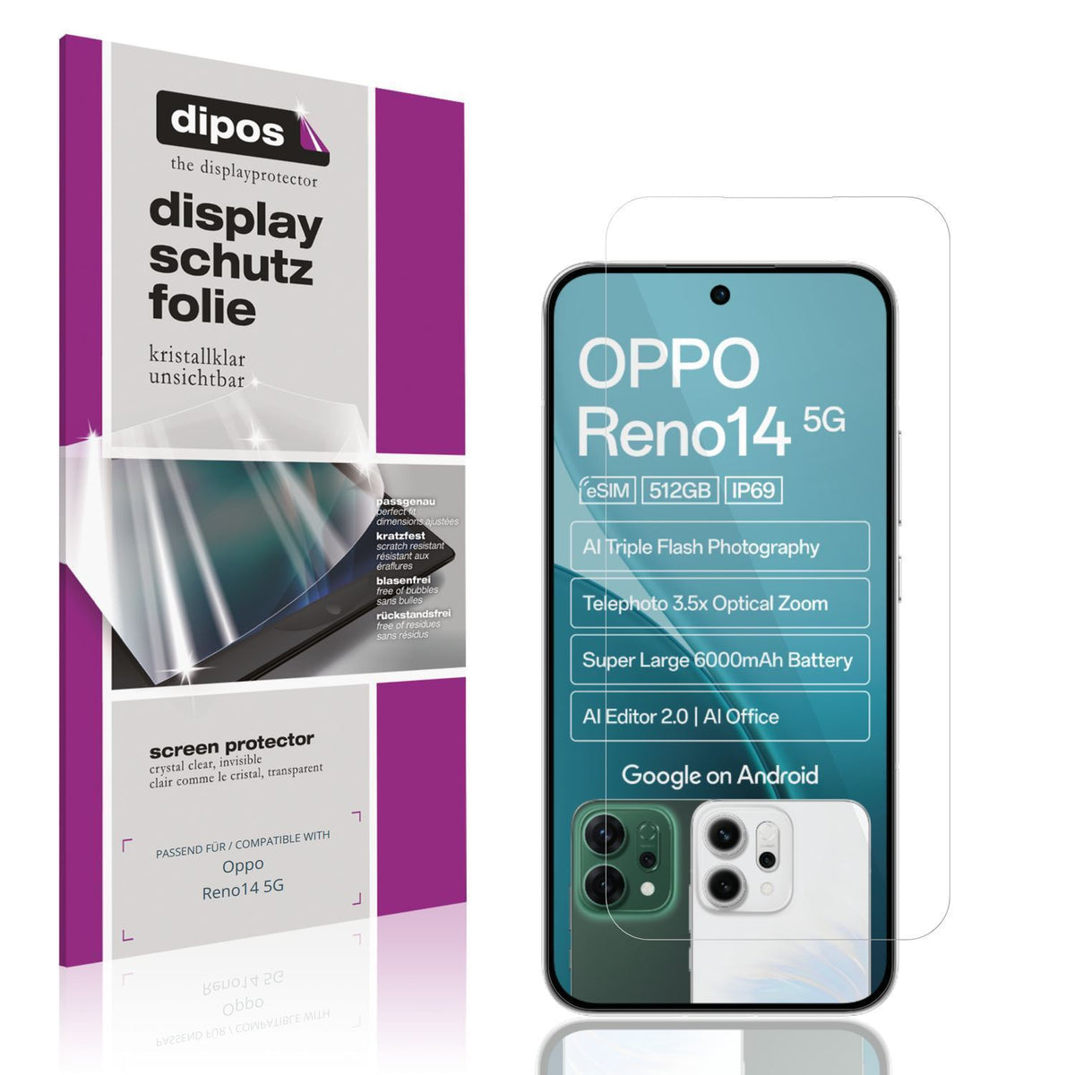 4x Schutzfolie klar für Oppo Reno14 5G Display-Sch (1)