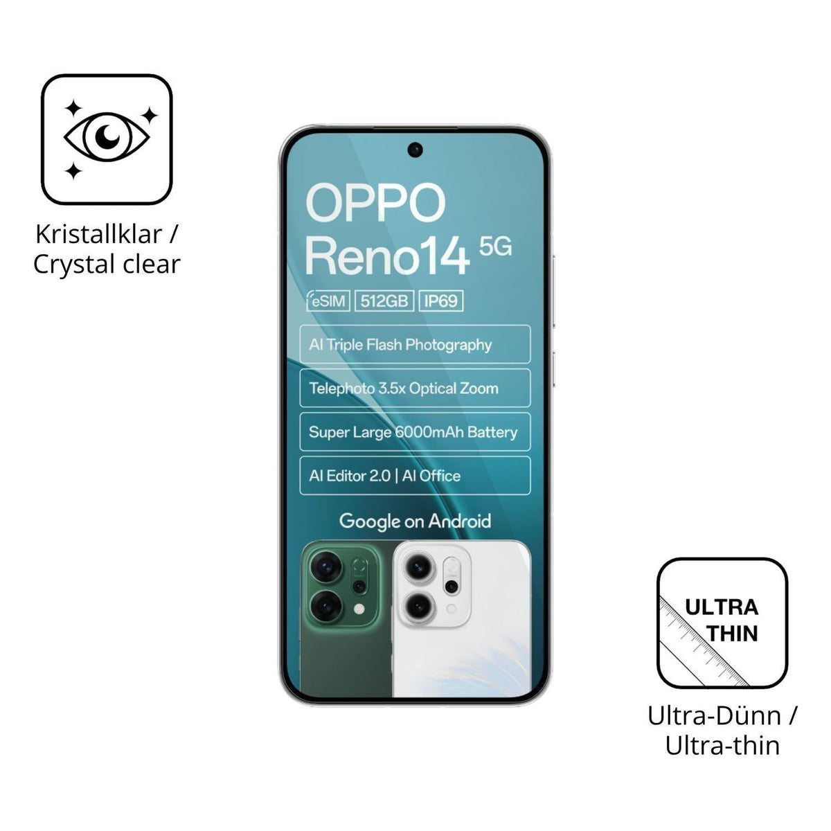 4x Schutzfolie klar für Oppo Reno14 5G Display-Sch (5)
