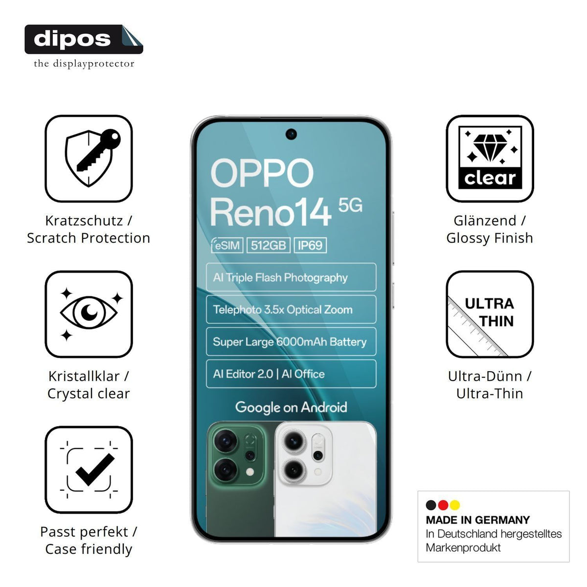 4x Schutzfolie klar für Oppo Reno14 5G Display-Sch (7)