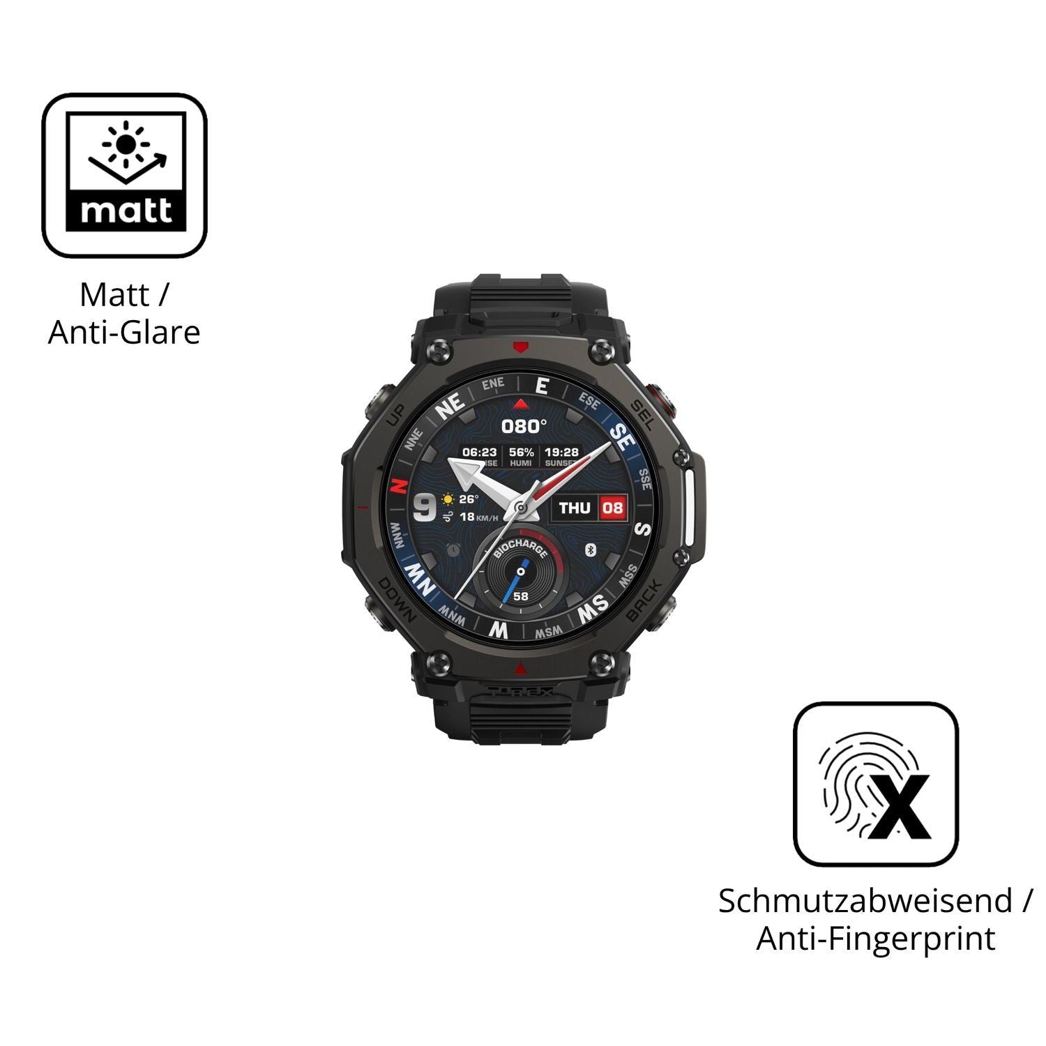 2x 9H Schutzfolie matt für Amazfit T-Rex 3 Pro 48m (5)