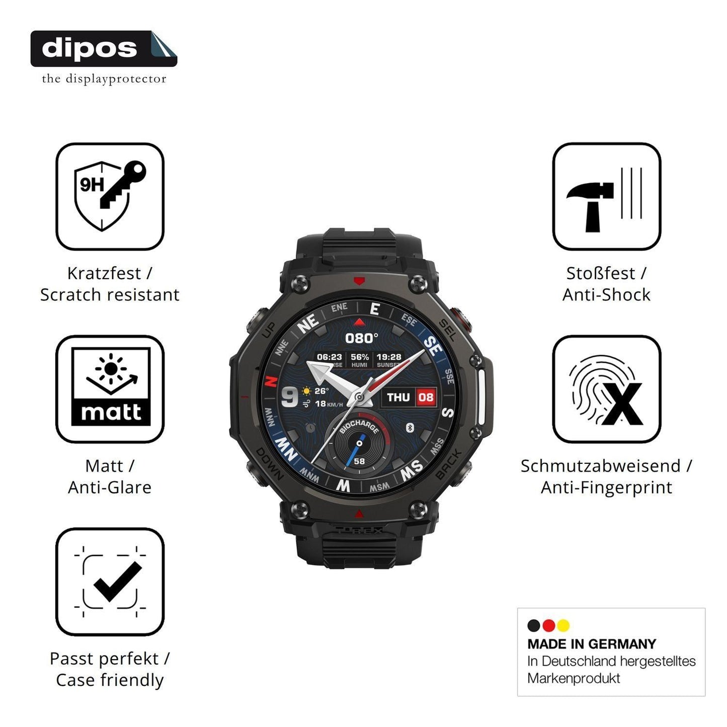2x 9H Schutzfolie matt für Amazfit T-Rex 3 Pro 48m (7)