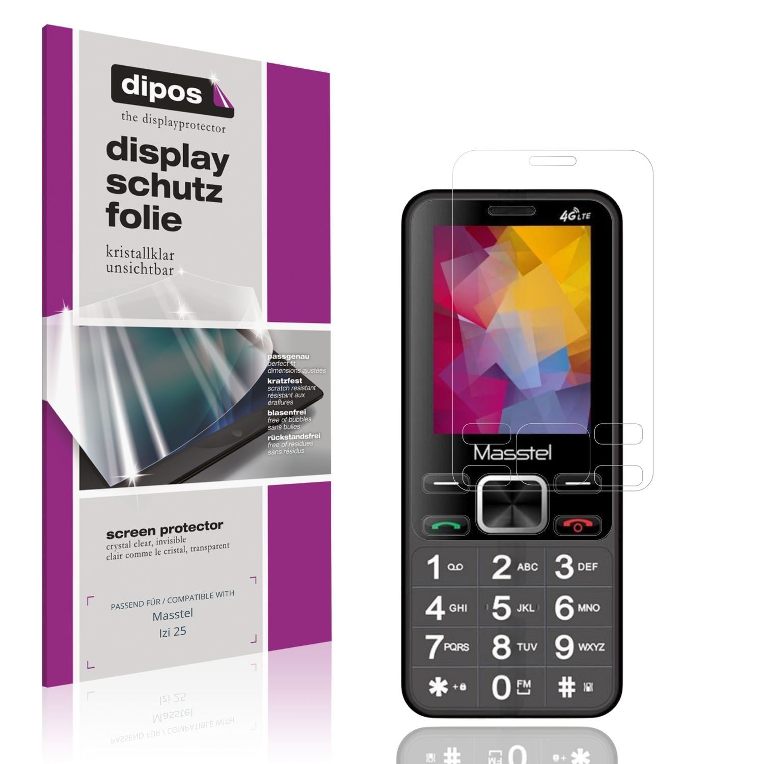 4x Schutzfolie klar für Masstel Izi 25 Display-Sch (1)