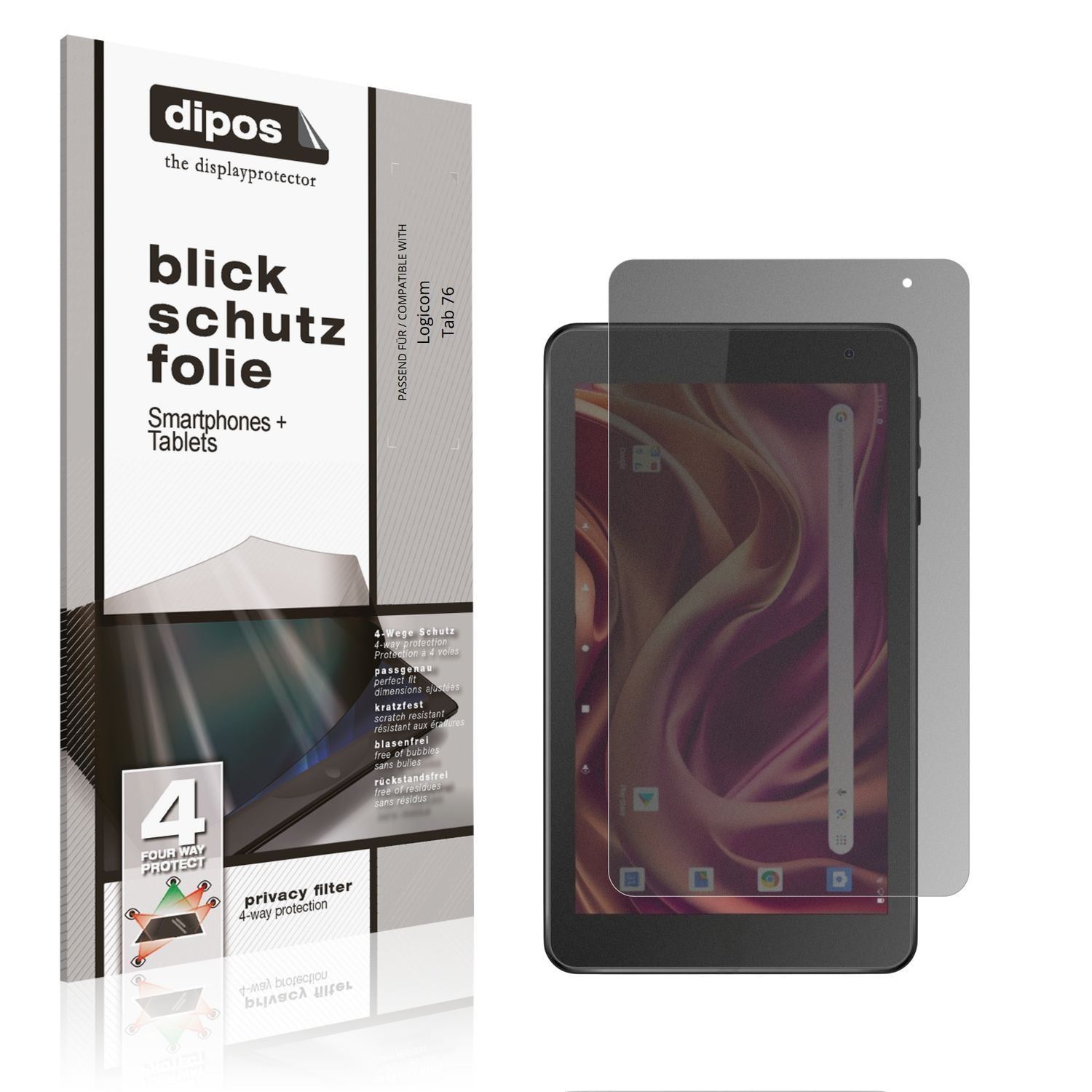 Blickschutzfolie für Logicom Tab 76 matt Schutzfol (1)