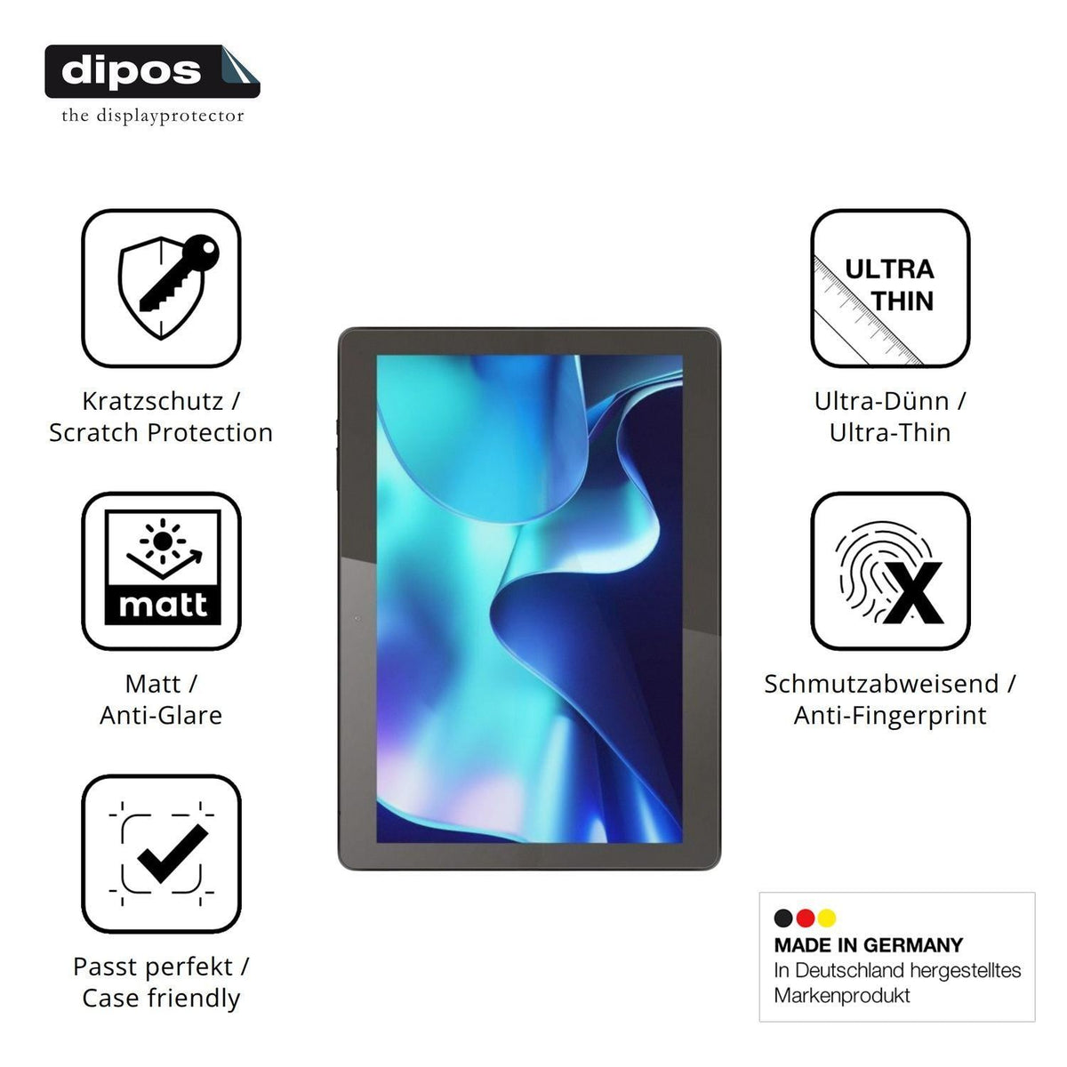 2x Schutzfolie matt für Logicom Tab 134 Display-Sc (7)