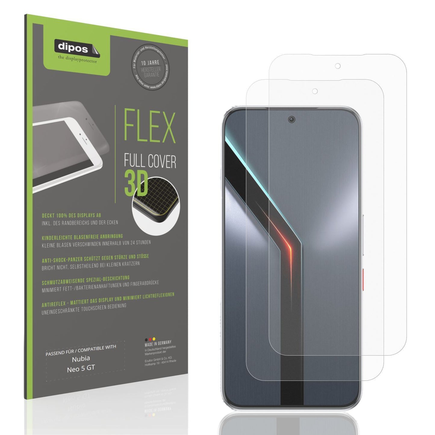2x Full Cover Schutzfolie matt für Nubia Neo 5 GT (1)
