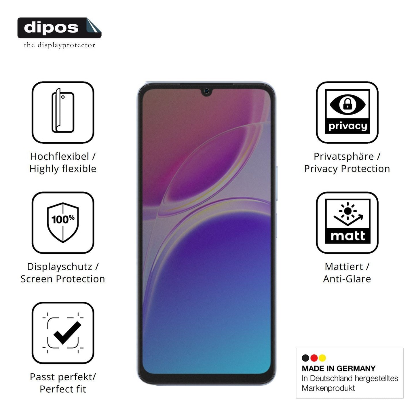 Full Cover Privacy Blickschutzfolie für Vivo Y05 (5)