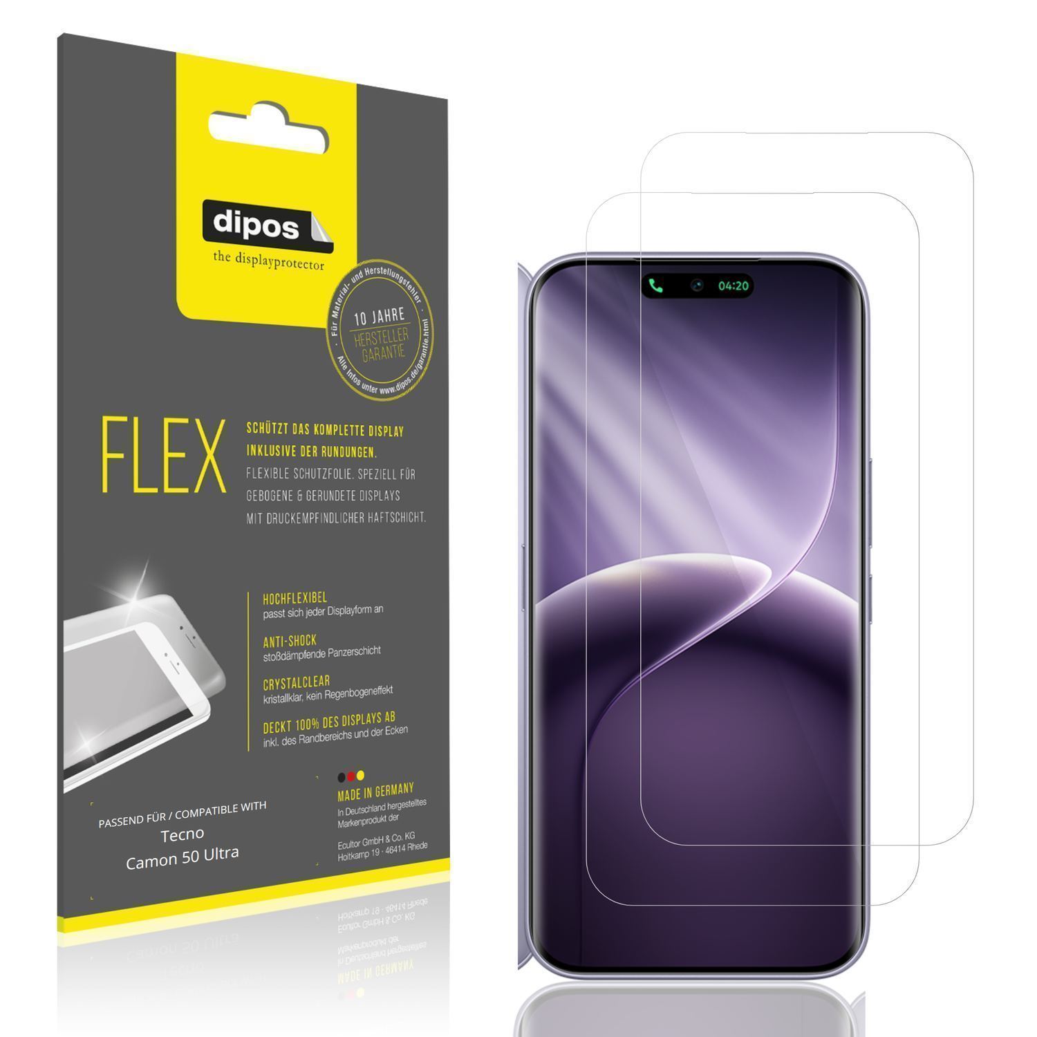 2x 3D Full Cover Schutzfolie für Tecno Camon 50 Ul (1)