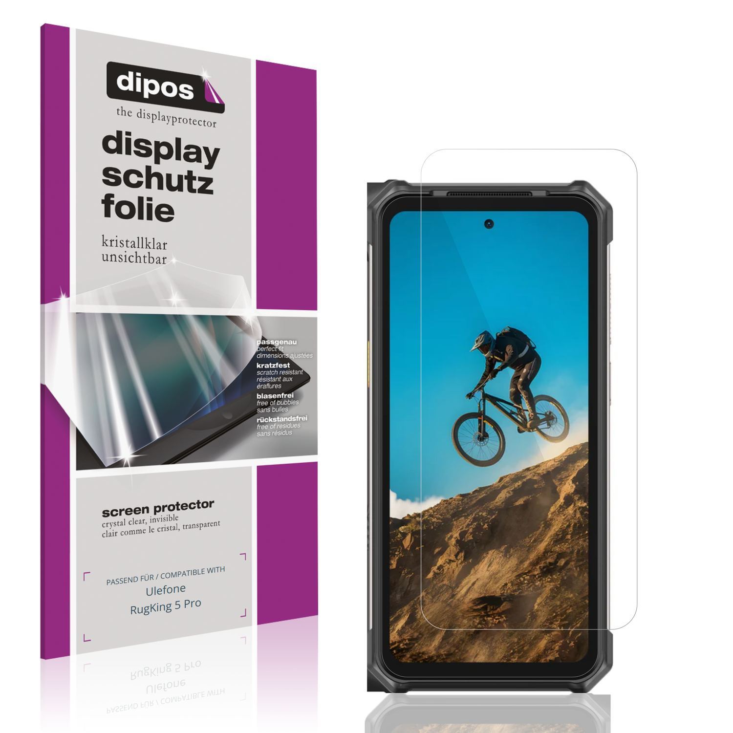 4x Schutzfolie klar für Ulefone RugKing 5 Pro Disp (1)