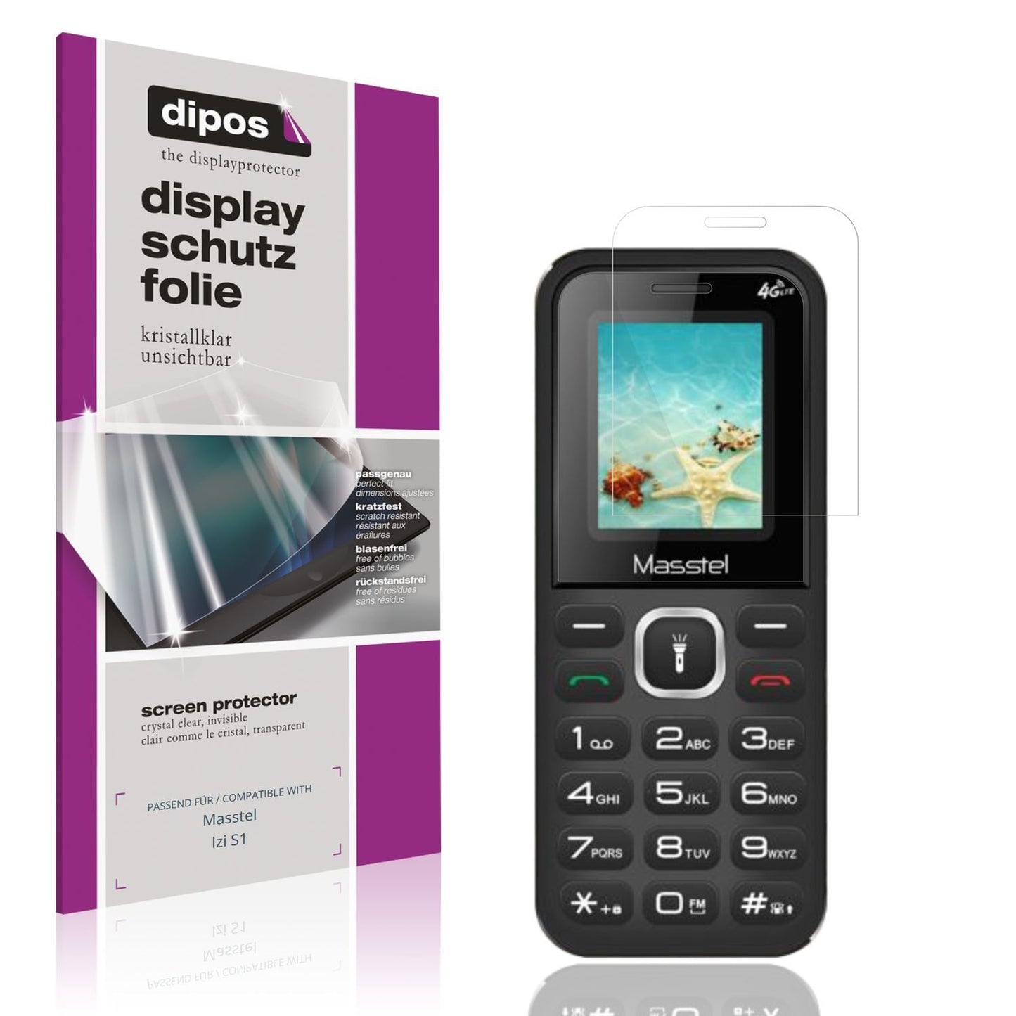 4x Schutzfolie klar für Masstel Izi S1 Display-Sch (1)