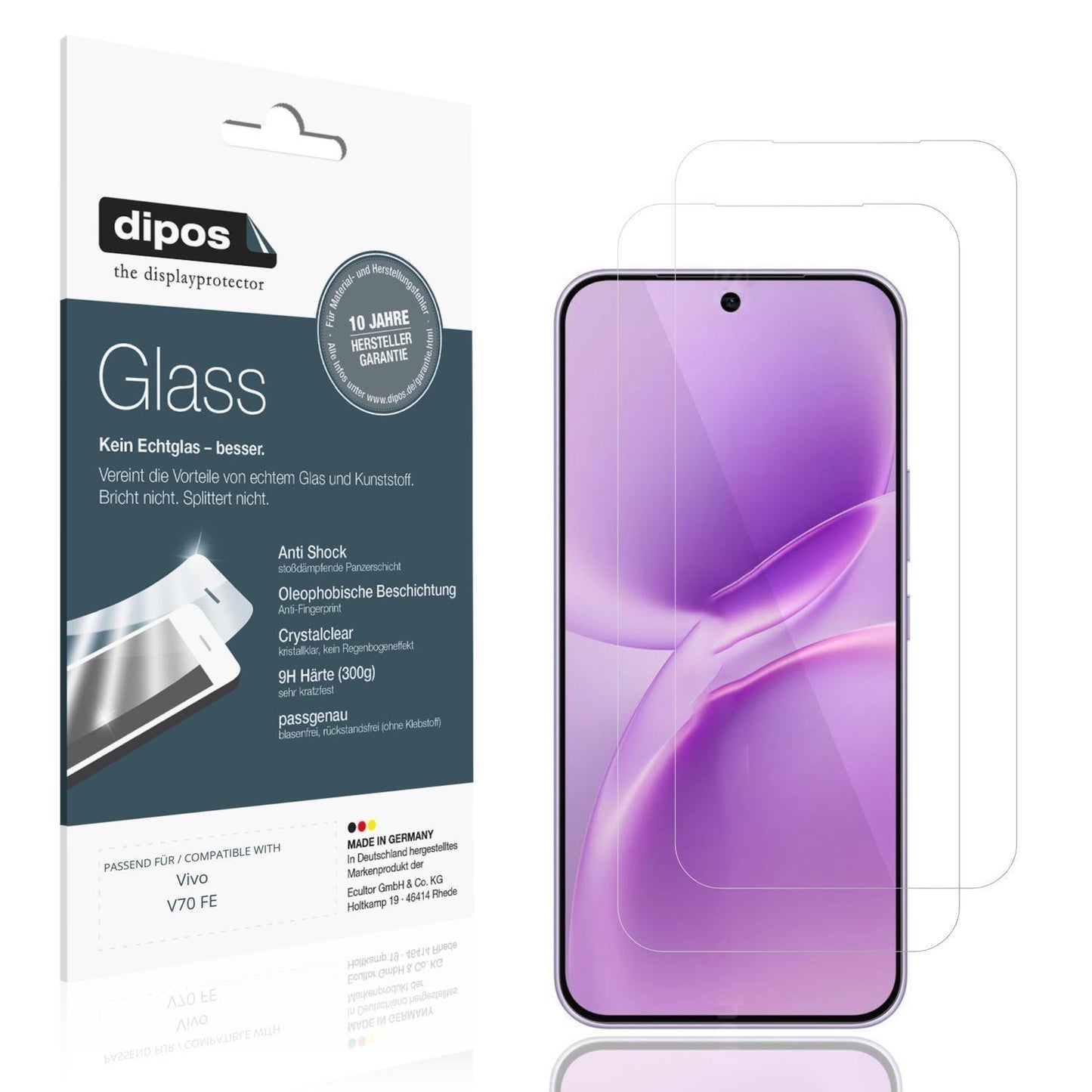 2x 9H Schutzfolie für Vivo V70 FE Panzerfolie (1)