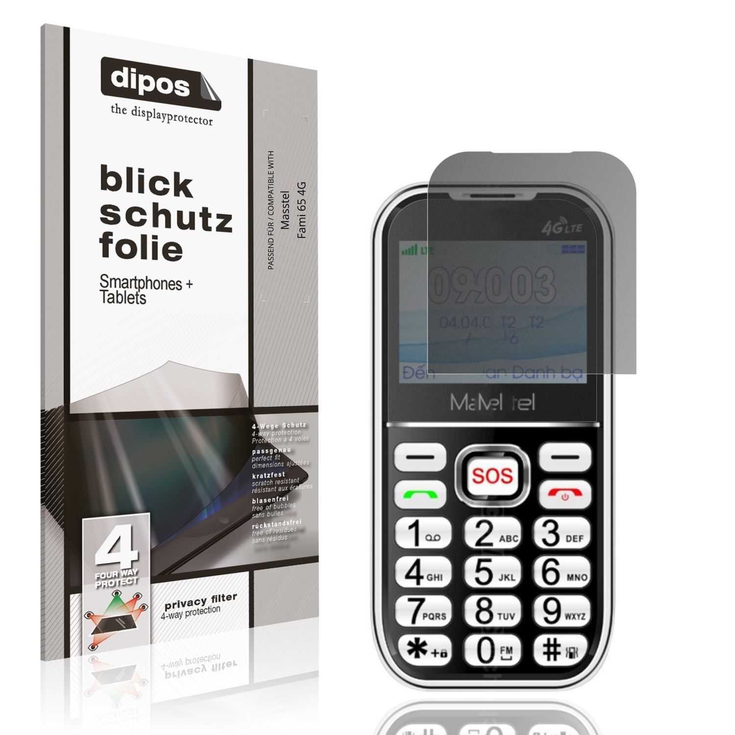 Blickschutzfolie für Masstel Fami 65 4G matt Schut (1)