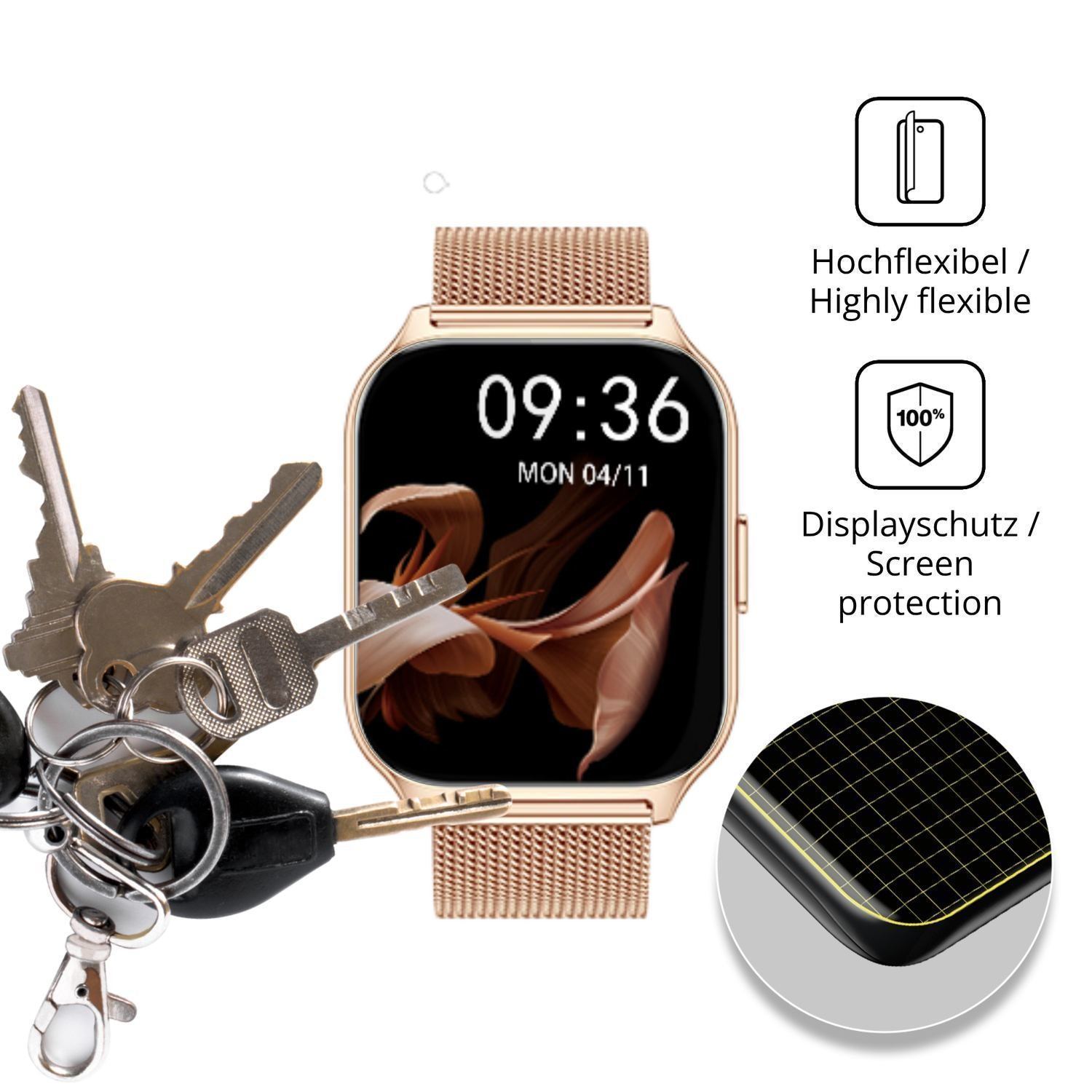 2x 3D Full Cover Schutzfolie für APAUK Smartwatch  (3)