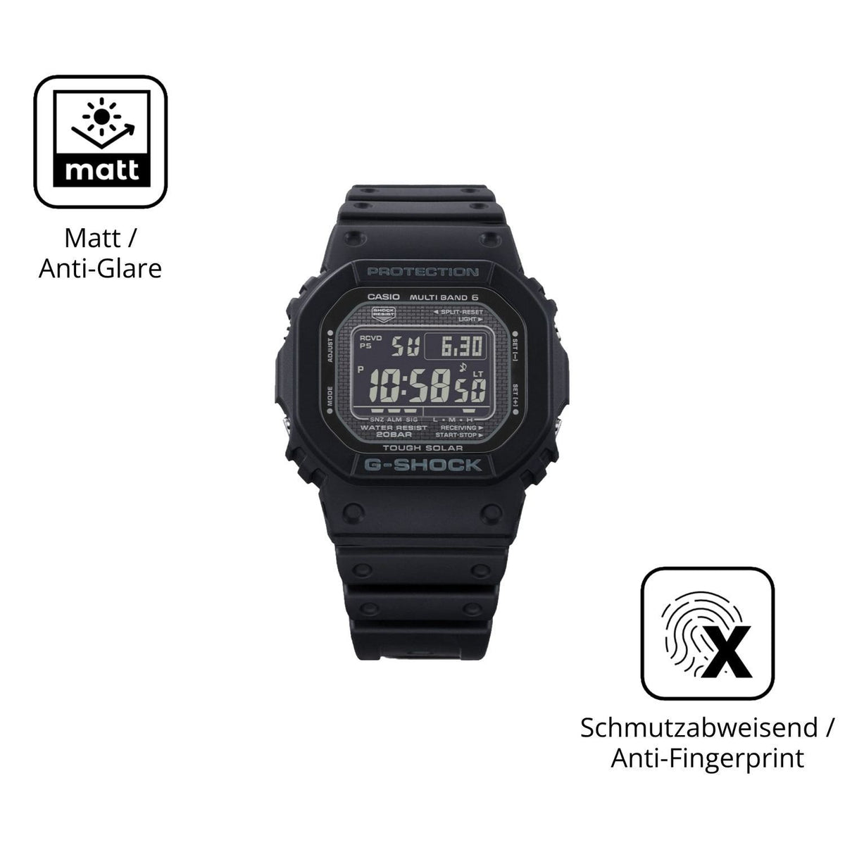 2x 9H Schutzfolie matt für Casio G-Shock GW-5000-H (5)