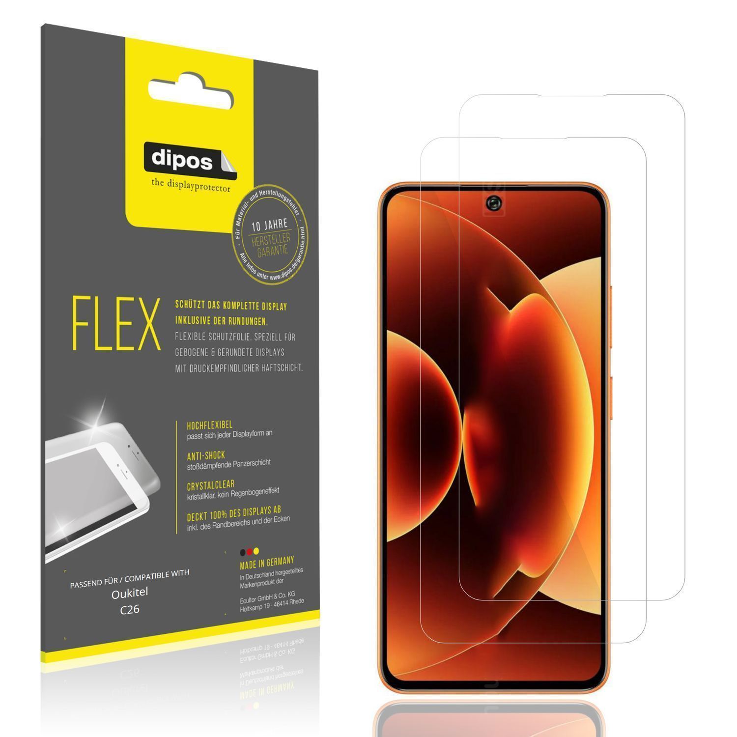 2x 3D Full Cover Schutzfolie für Oukitel C26 (1)