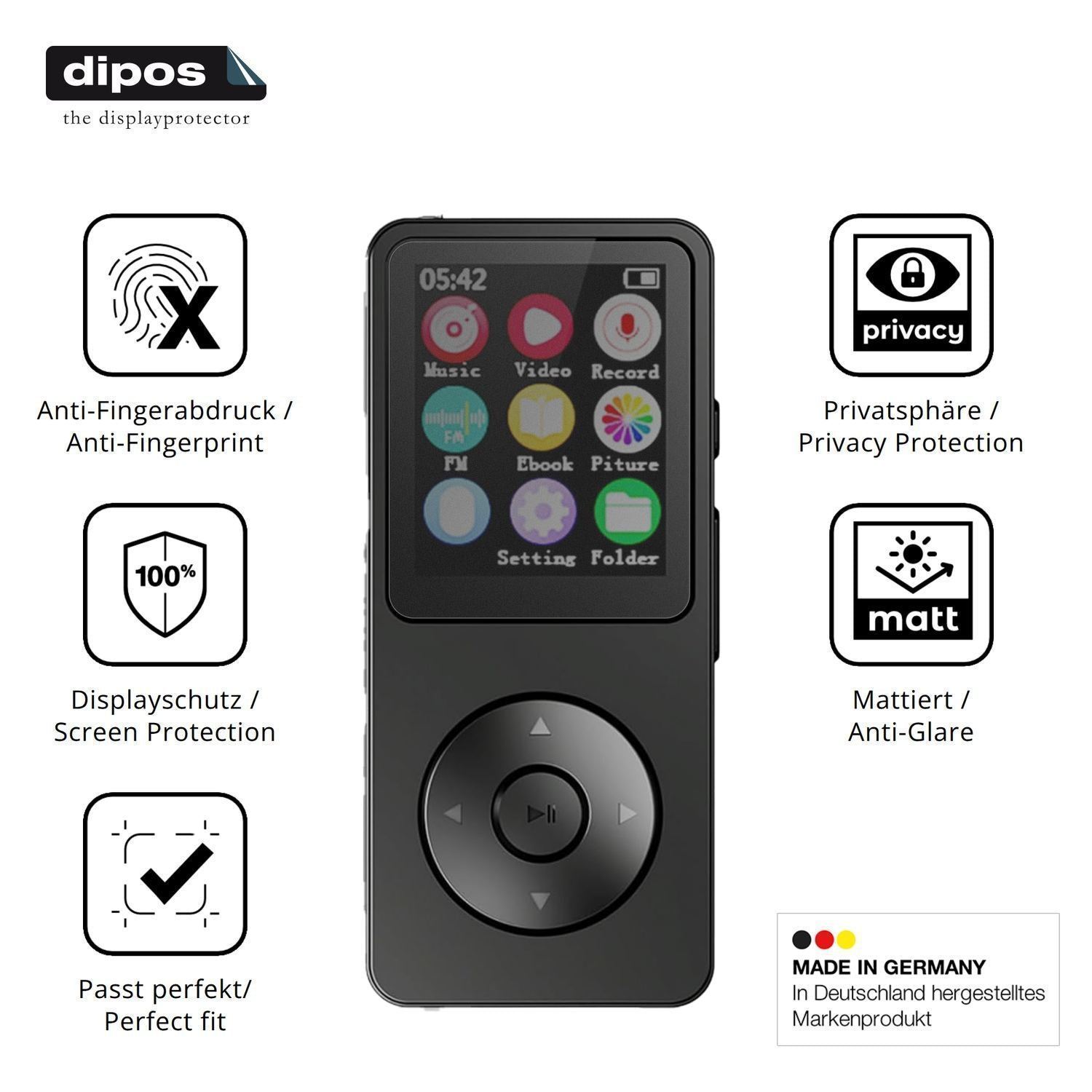 Blickschutzfolie für LICAEVEY MP3-Player matt Schu (5)