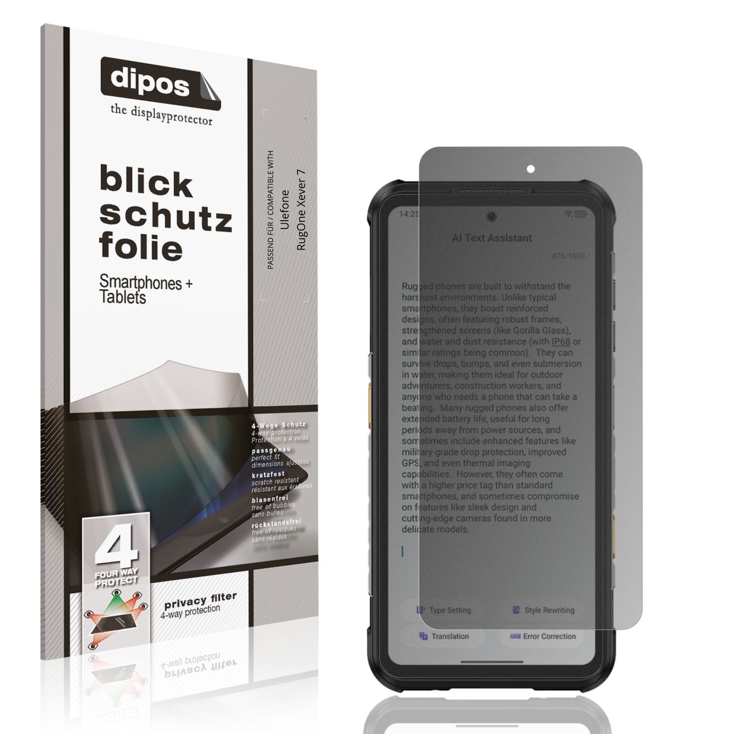 Blickschutzfolie für Ulefone RugOne Xever 7 matt S (1)