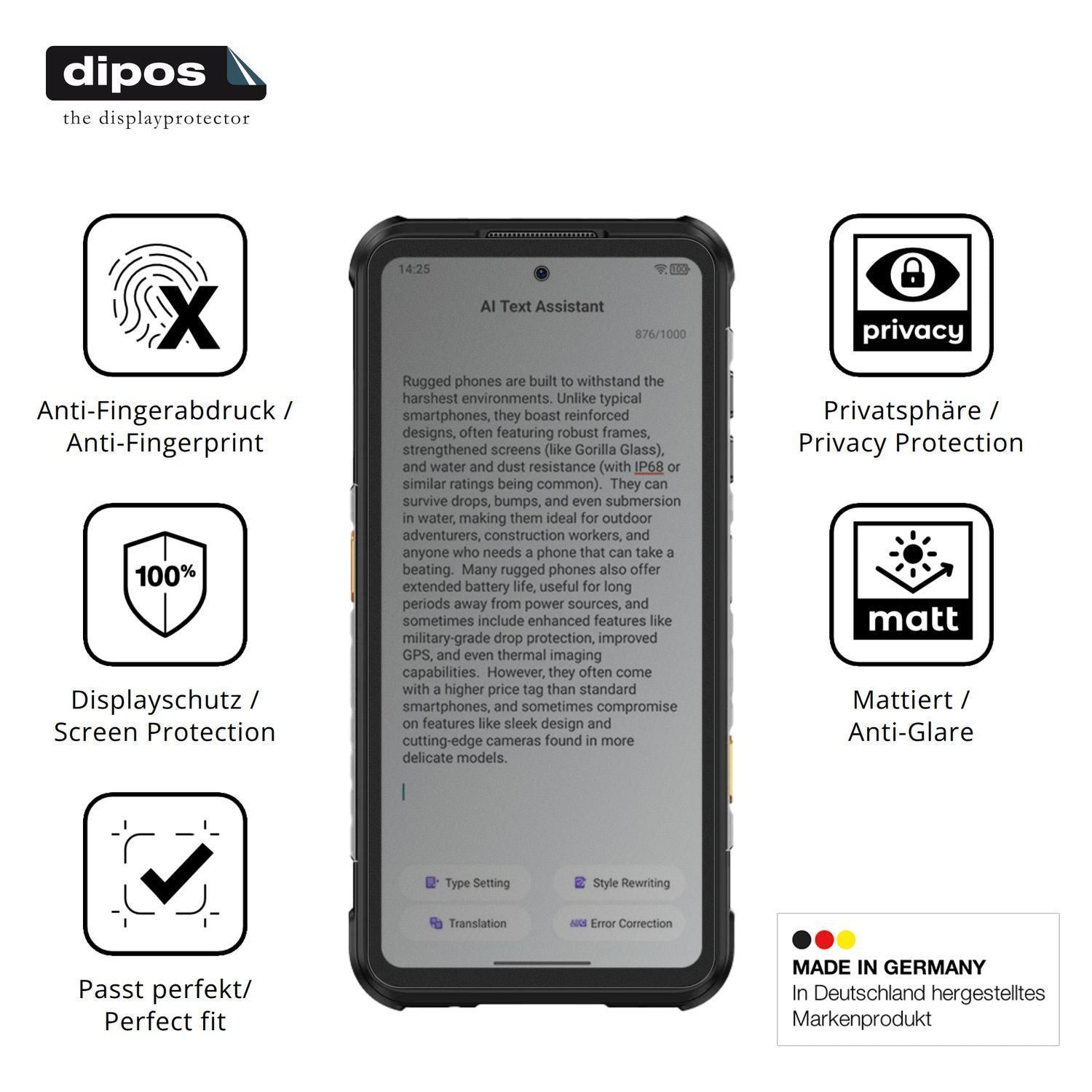 Blickschutzfolie für Ulefone RugOne Xever 7 matt S (5)