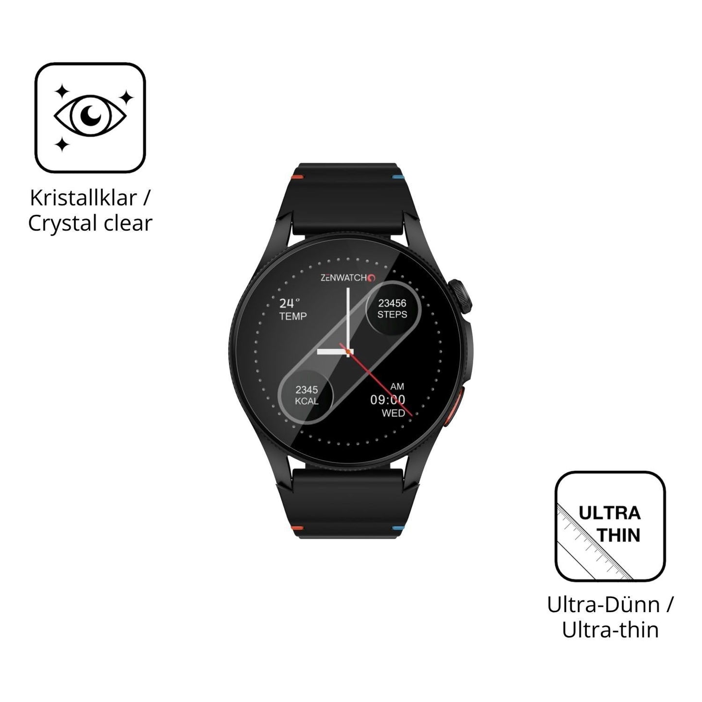 6x Schutzfolie klar für Zenwatch Zenara Display-Sc (5)