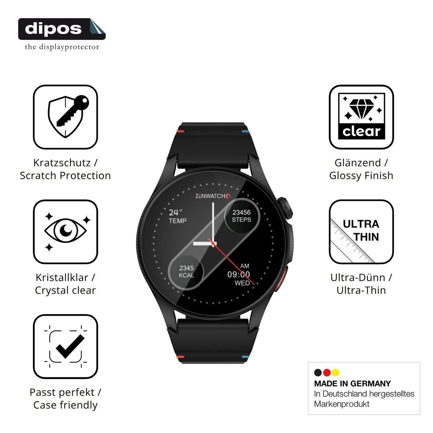 6x Schutzfolie klar für Zenwatch Zenara Display-Sc (7)