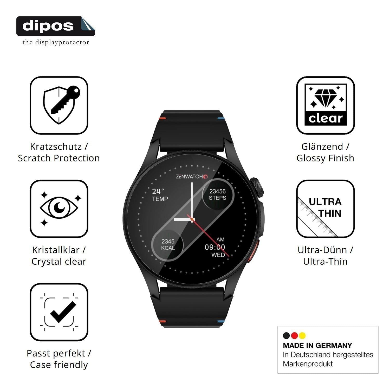6x Schutzfolie klar für Zenwatch Zenara Display-Sc (7)