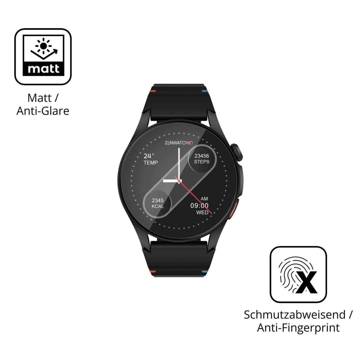 6x Schutzfolie matt für Zenwatch Zenara Display-Sc (5)