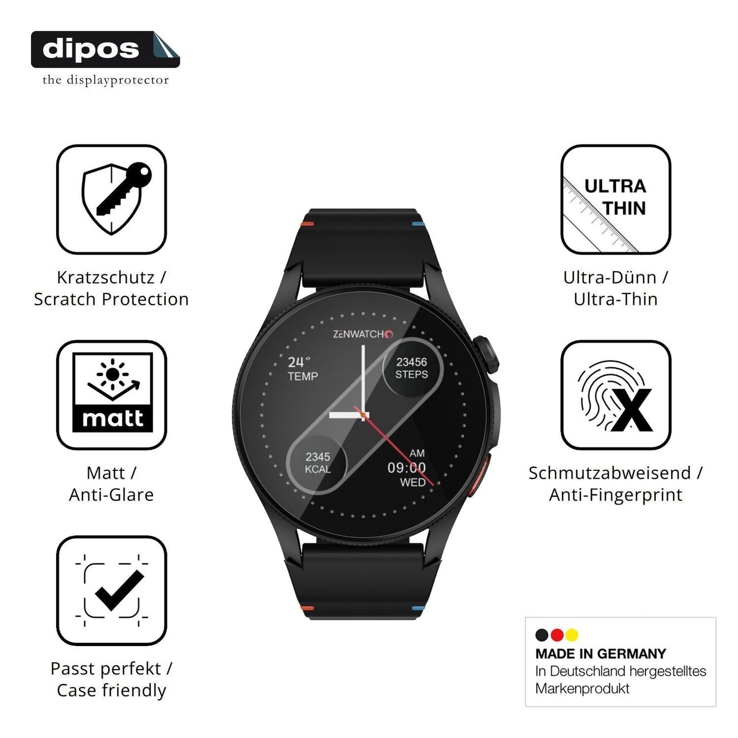 6x Schutzfolie matt für Zenwatch Zenara Display-Sc (7)