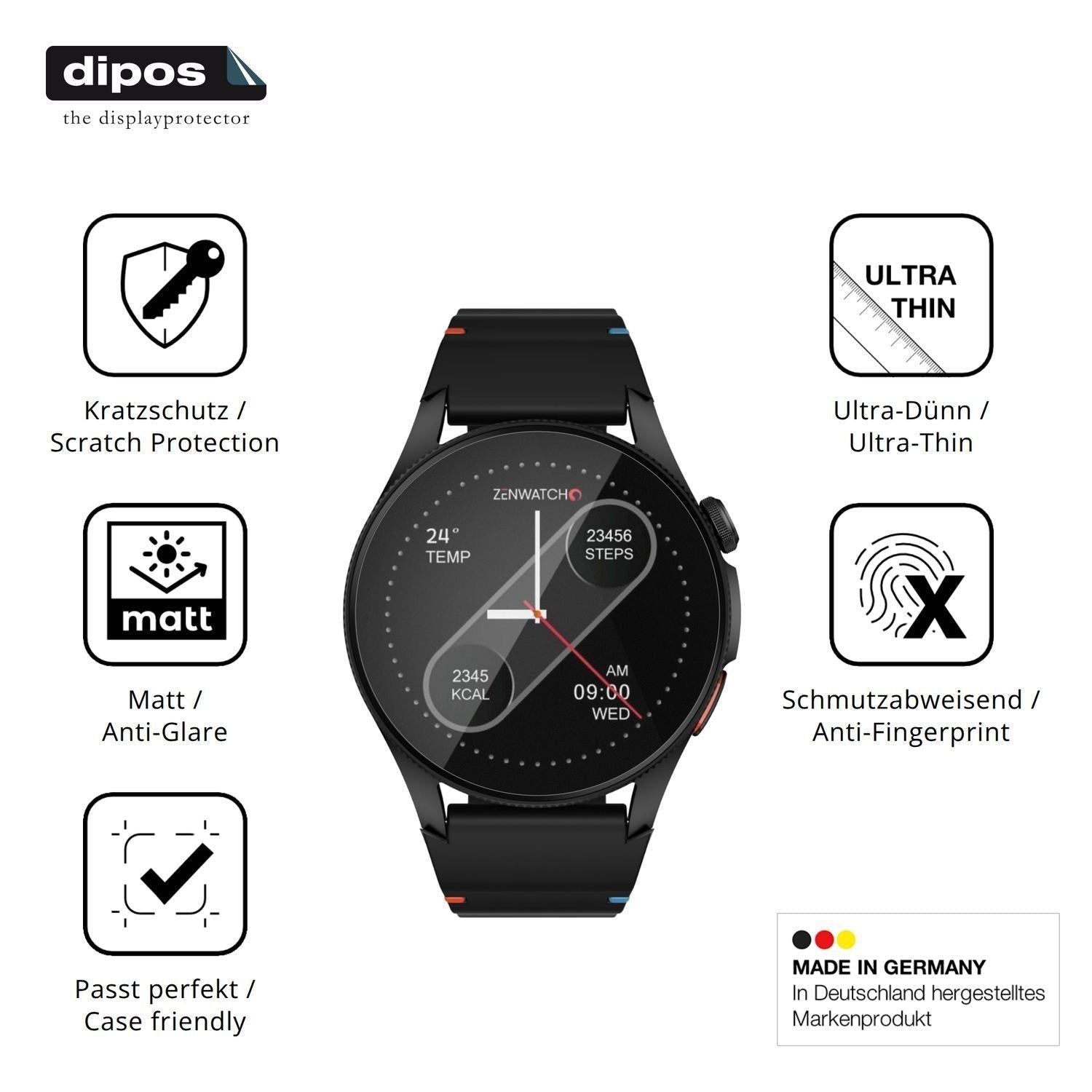 6x Schutzfolie matt für Zenwatch Zenara Display-Sc (7)