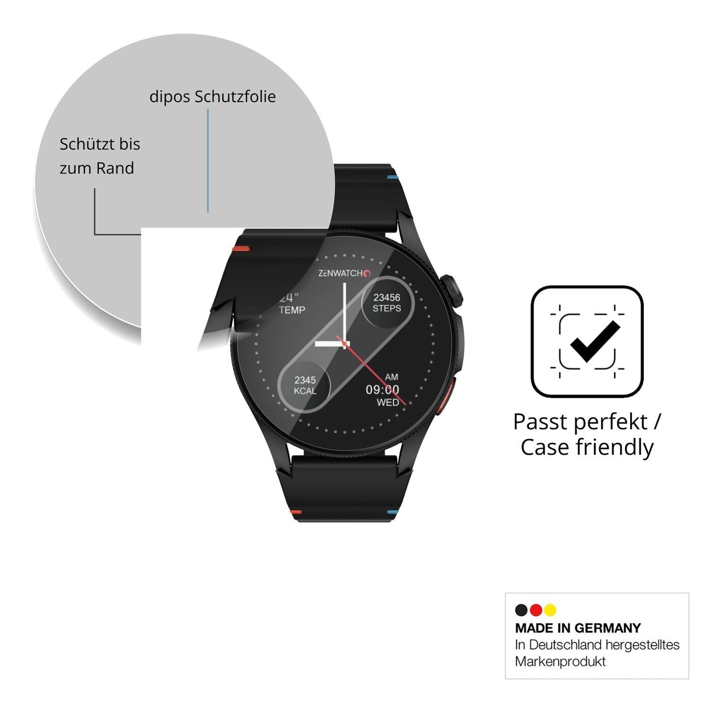 2x 9H Schutzfolie matt für Zenwatch Zenara Panzerf (6)