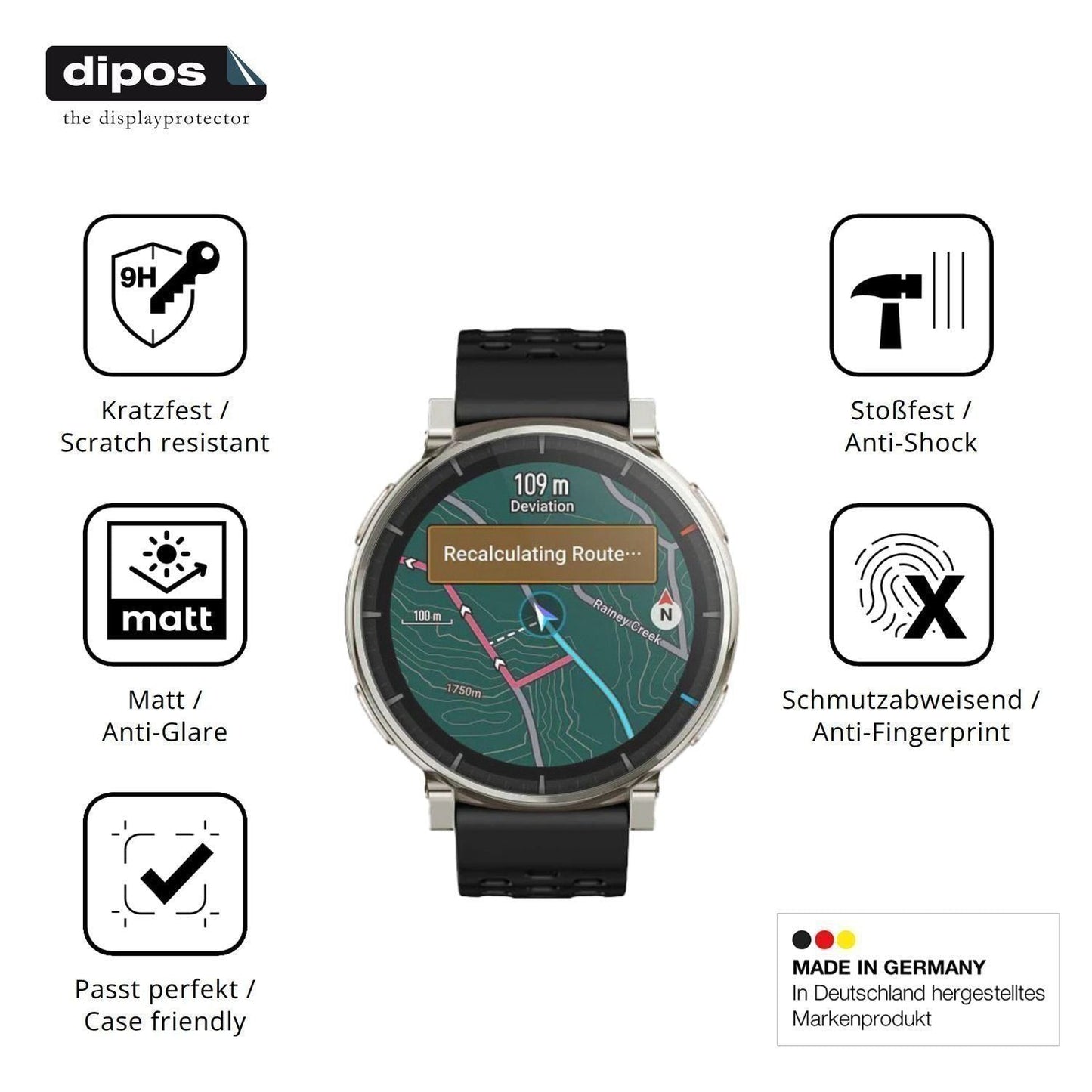 2x 9H Schutzfolie matt für Amazfit Active 3 Premiu (7)