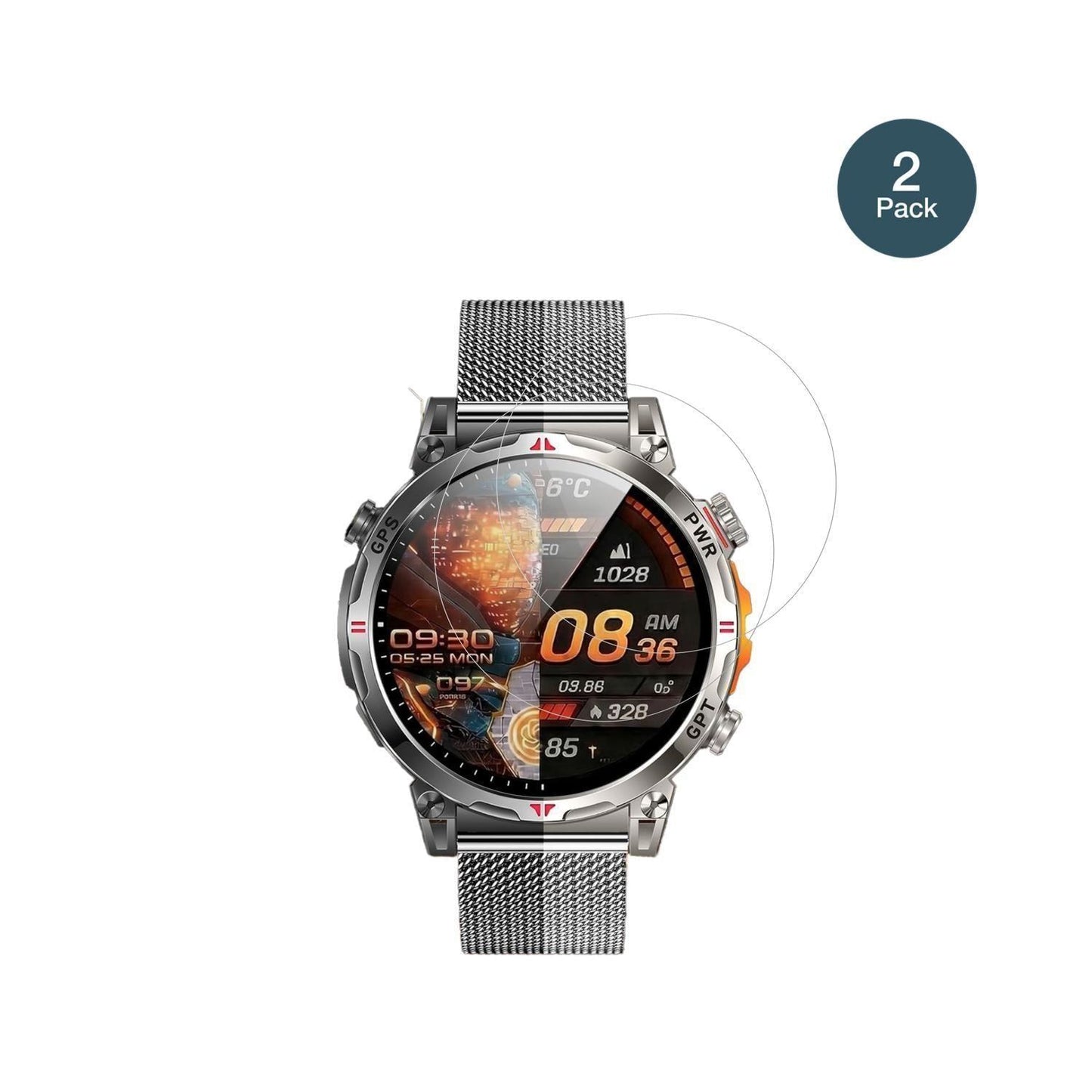 2x 9H Schutzfolie für NONGAMX 1.7 Zoll Smartwatch  (2)