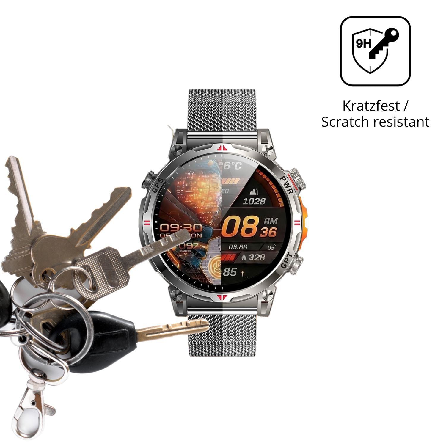 2x 9H Schutzfolie für NONGAMX 1.7 Zoll Smartwatch  (3)