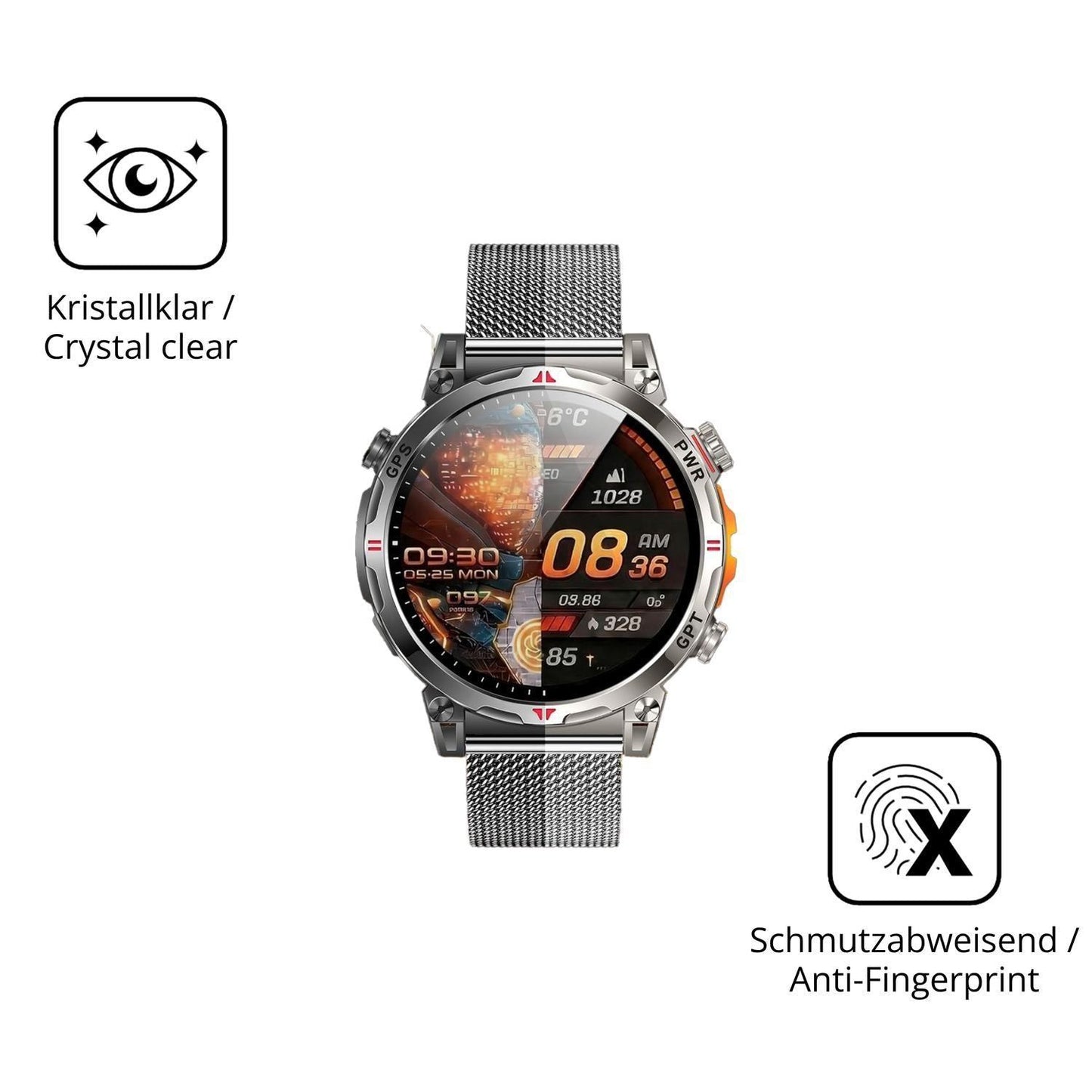 2x 9H Schutzfolie für NONGAMX 1.7 Zoll Smartwatch  (5)