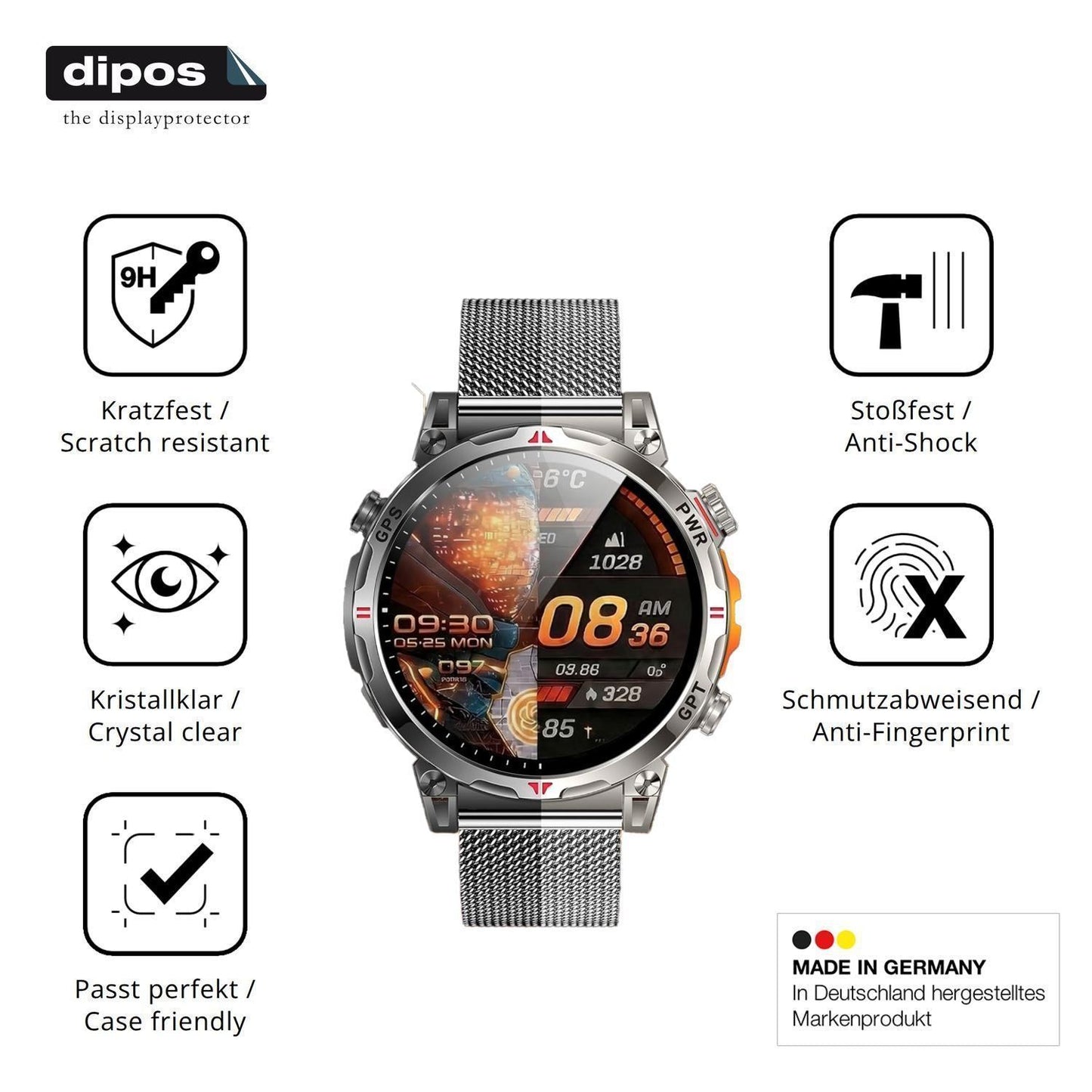 2x 9H Schutzfolie für NONGAMX 1.7 Zoll Smartwatch  (7)