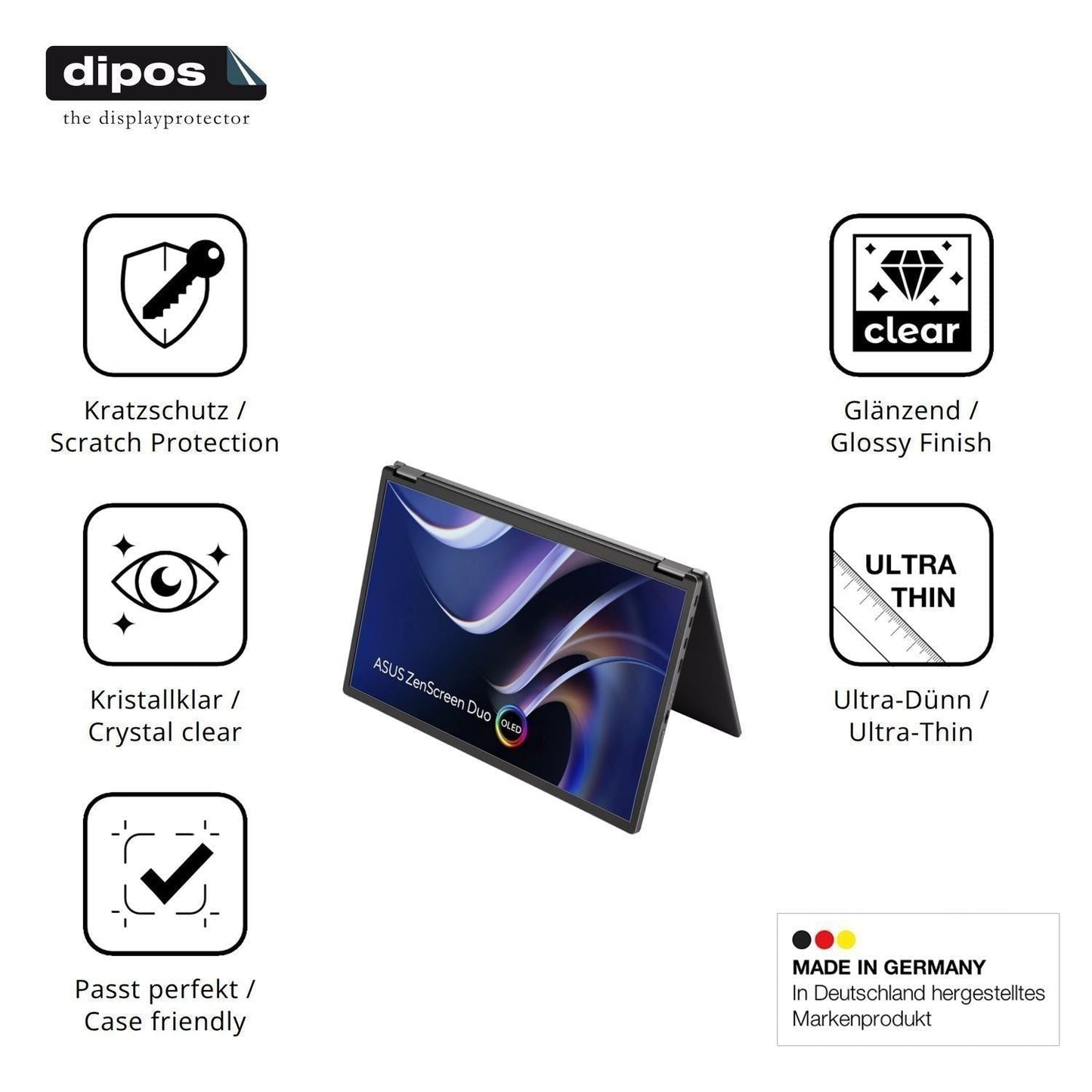 2x Schutzfolie klar für Asus ZenScreen Duo OLED MQ (7)