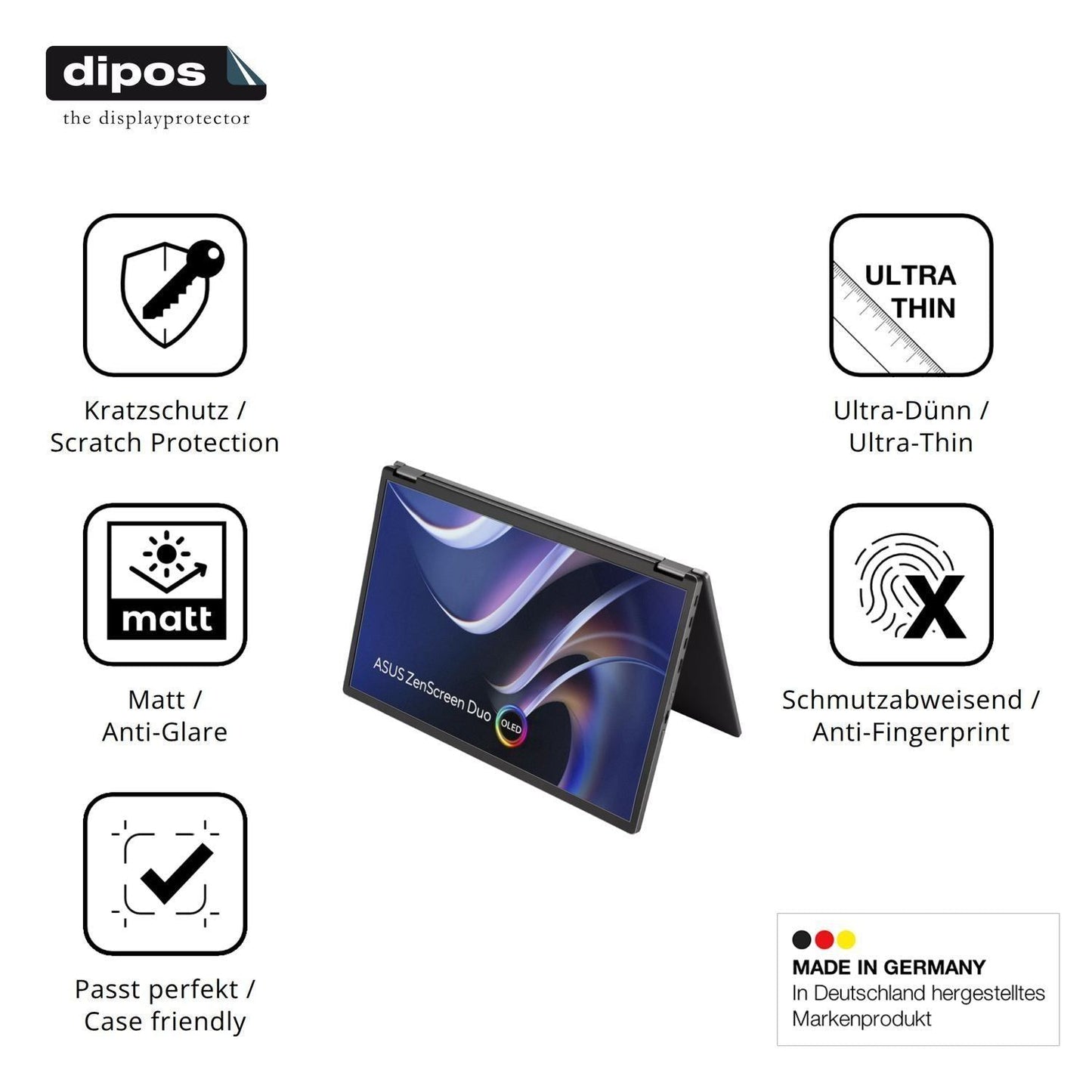 2x Schutzfolie matt für Asus ZenScreen Duo OLED MQ (7)