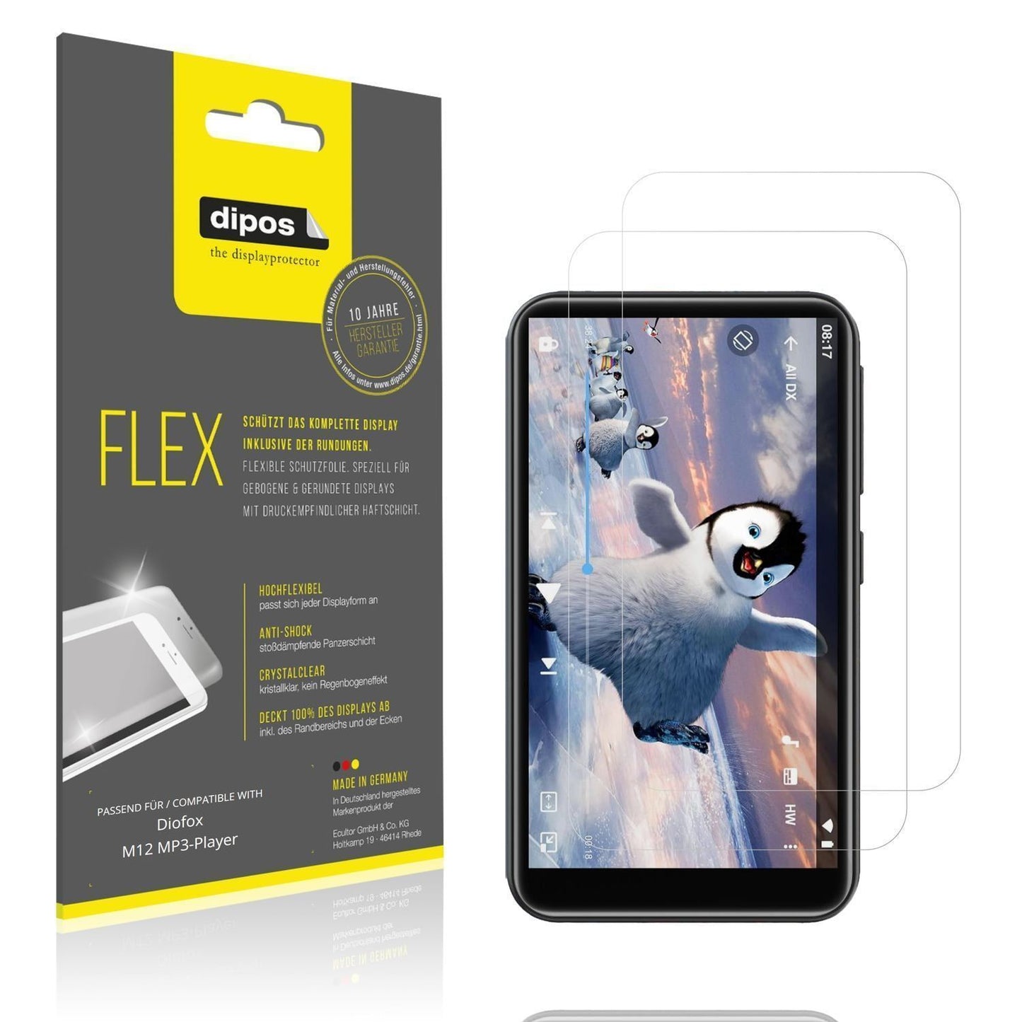 2x 3D Full Cover Schutzfolie für Diofox M12 MP3-Pl (1)