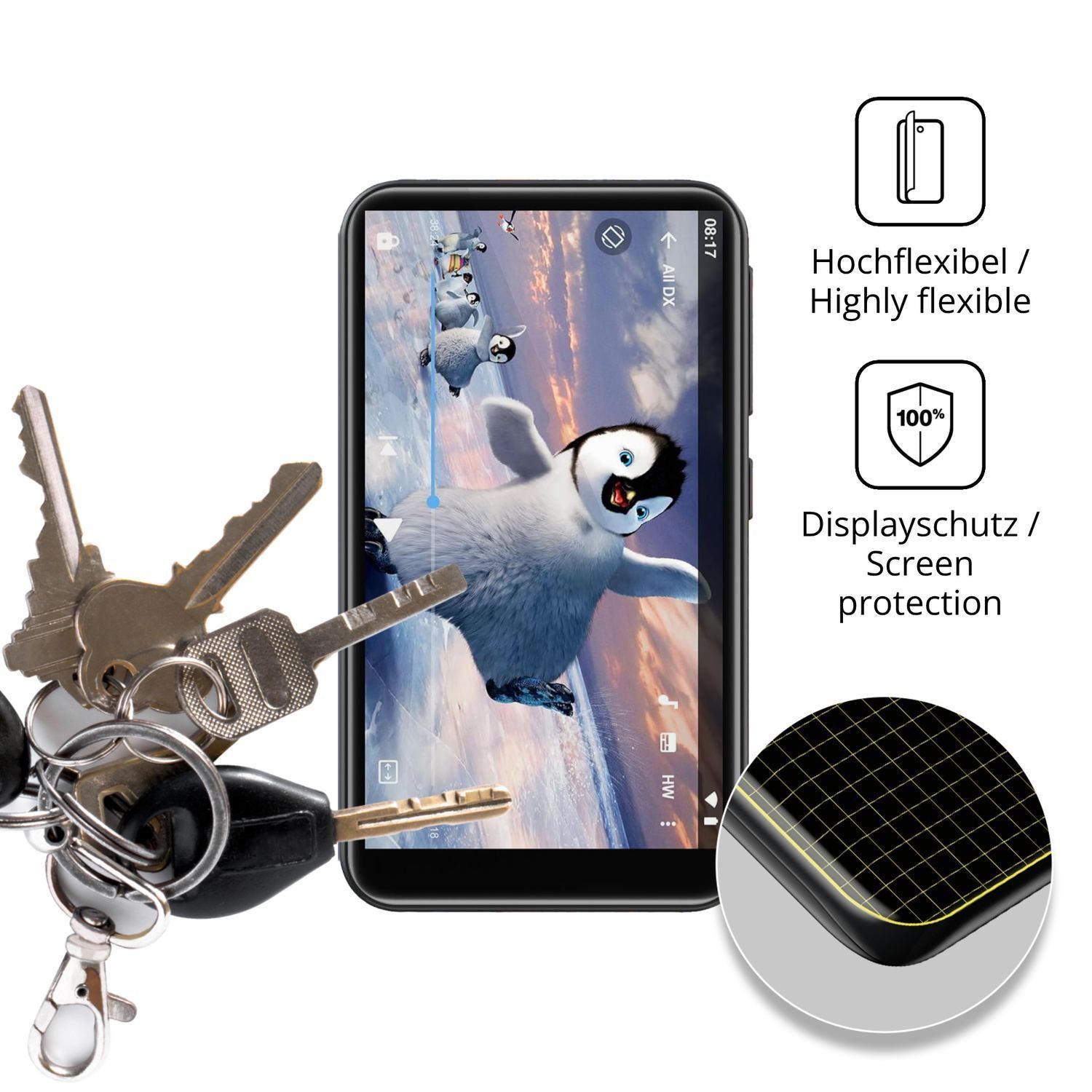 2x 3D Full Cover Schutzfolie für Diofox M12 MP3-Pl (3)