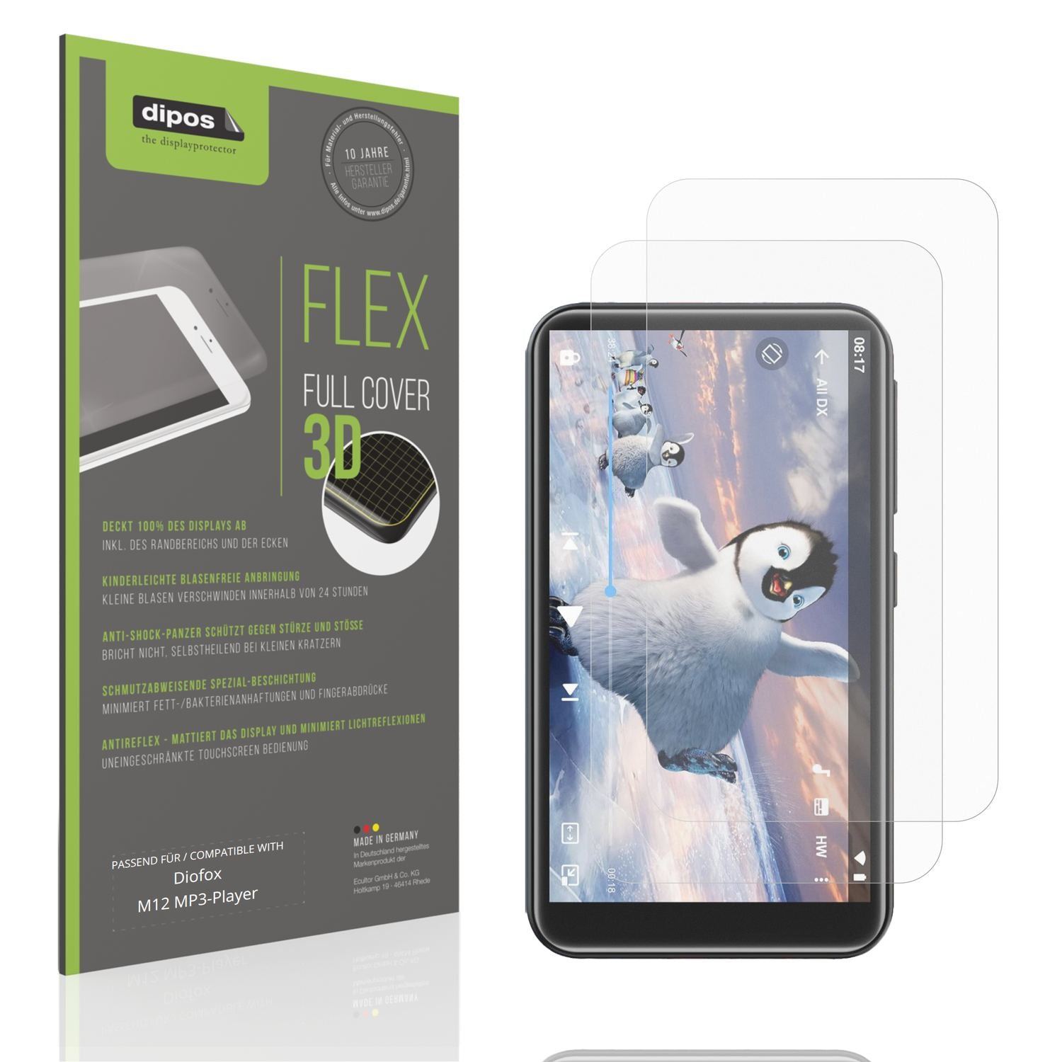 2x Full Cover Schutzfolie matt für Diofox M12 MP3- (1)
