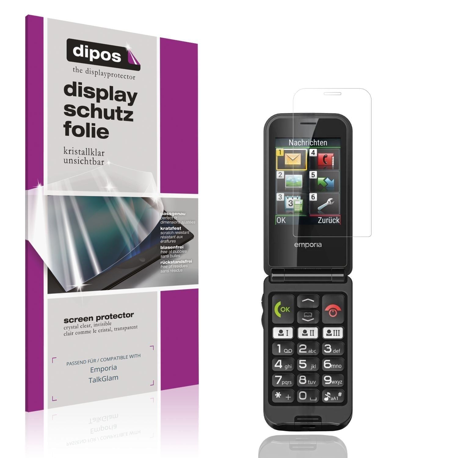 4x Schutzfolie klar für Emporia TalkGlam Display-S (1)