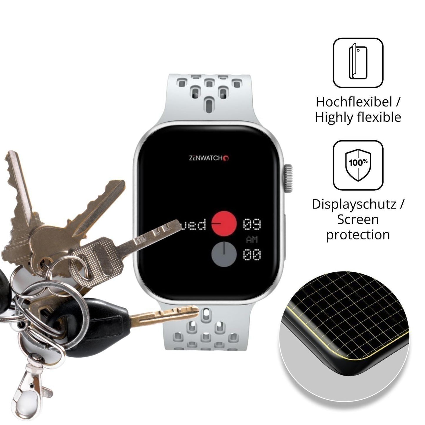2x 3D Full Cover Schutzfolie für Zenwatch Pulse On (3)