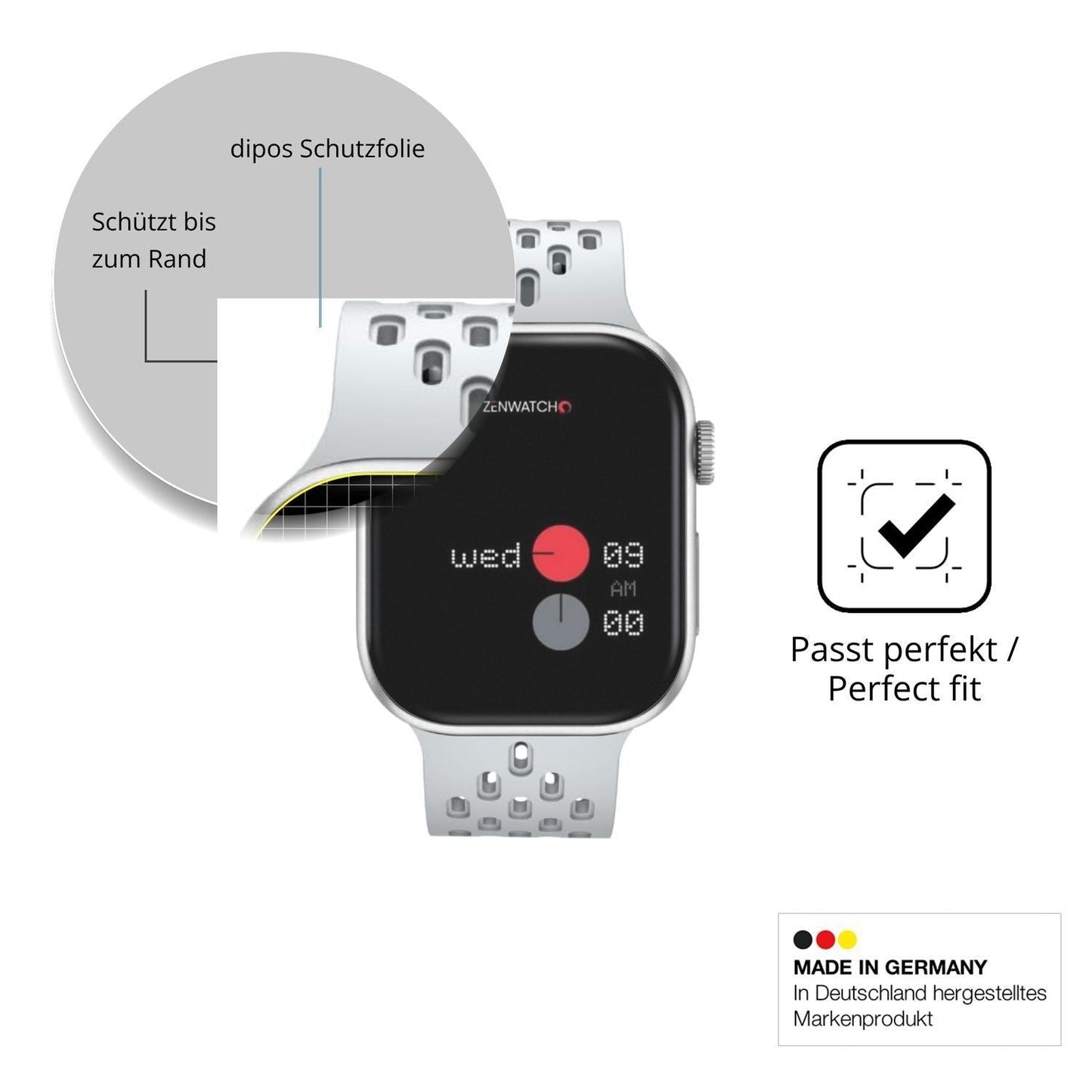 2x Full Cover Schutzfolie matt für Zenwatch Pulse  (6)