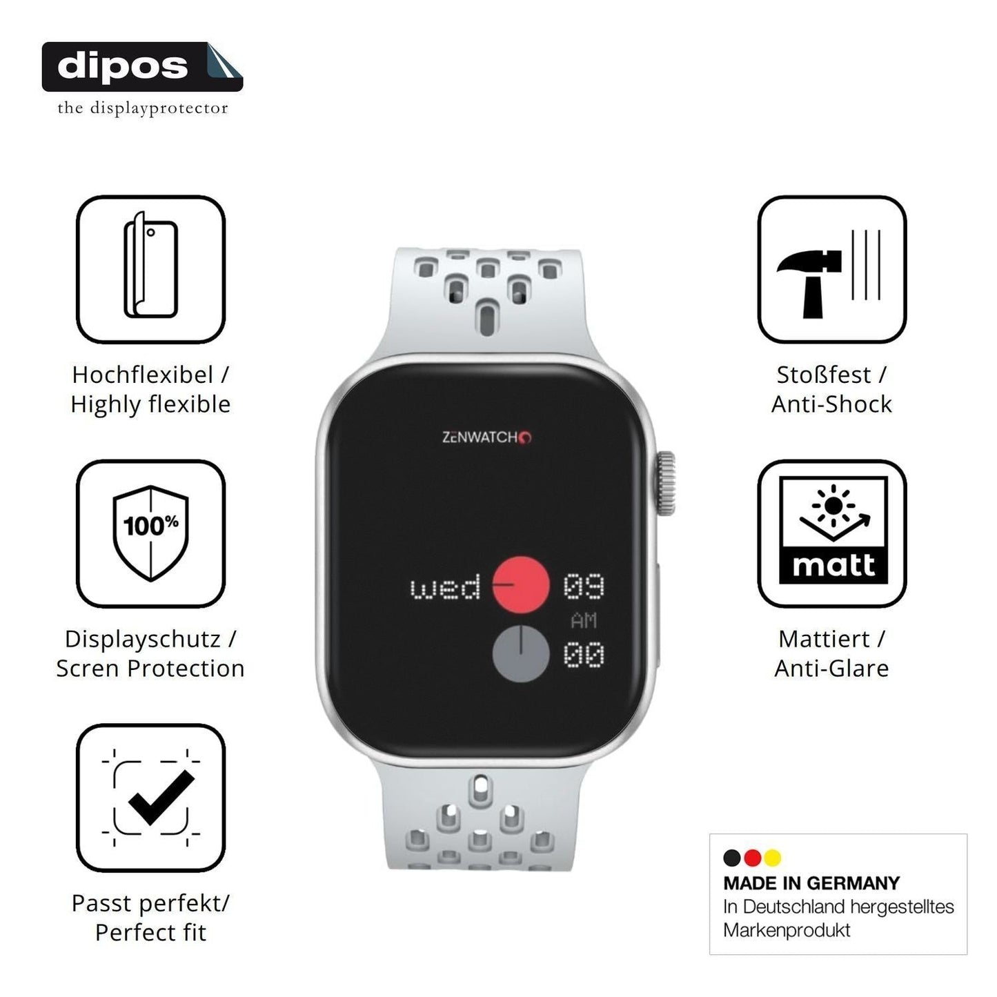 2x Full Cover Schutzfolie matt für Zenwatch Pulse  (7)