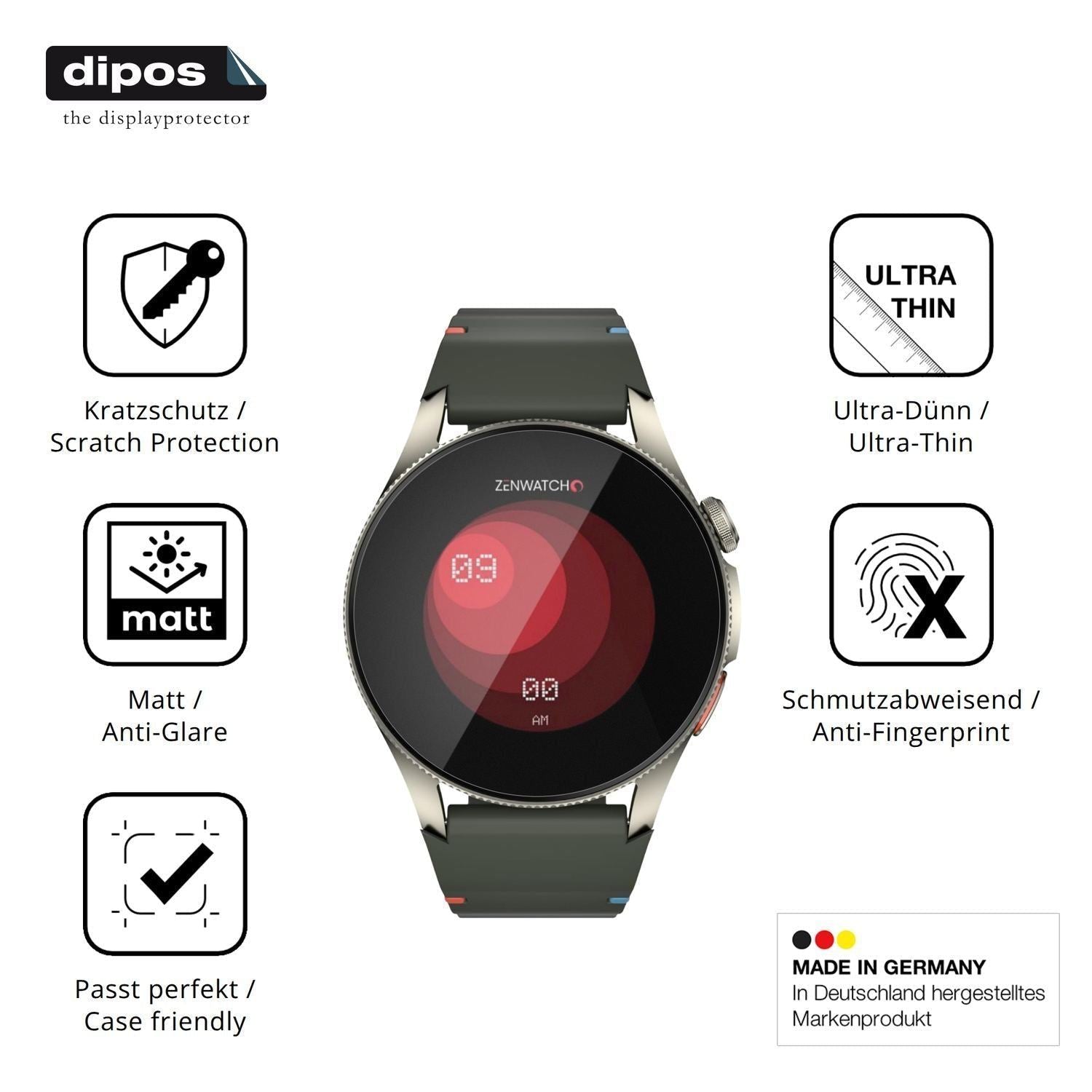 6x Schutzfolie matt für Zenwatch Zenara Titanium D (7)