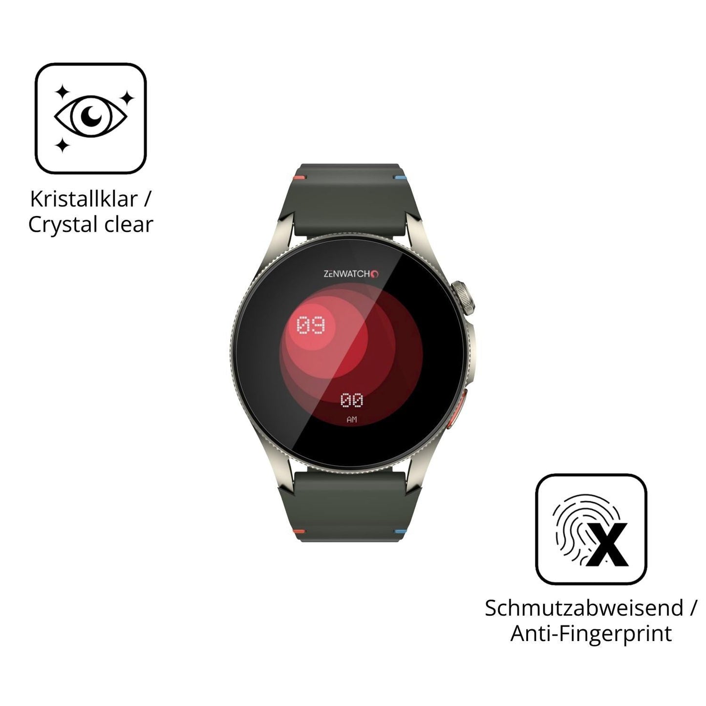 2x 9H Schutzfolie für Zenwatch Zenara Titanium Pan (5)