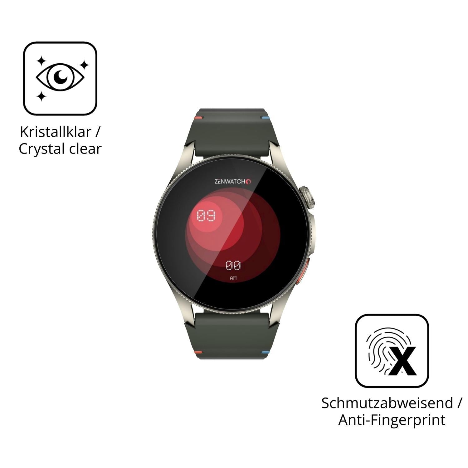 2x 9H Schutzfolie für Zenwatch Zenara Titanium Pan (5)