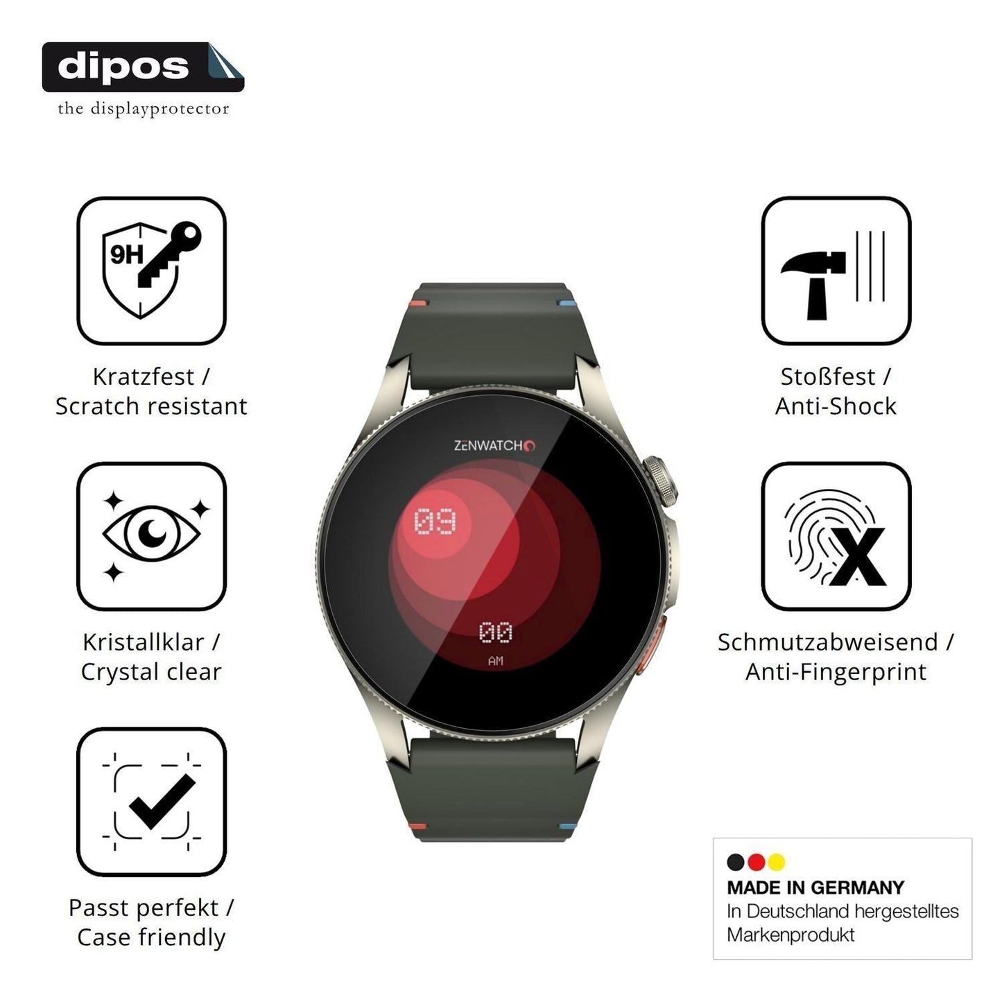 2x 9H Schutzfolie für Zenwatch Zenara Titanium Pan (7)