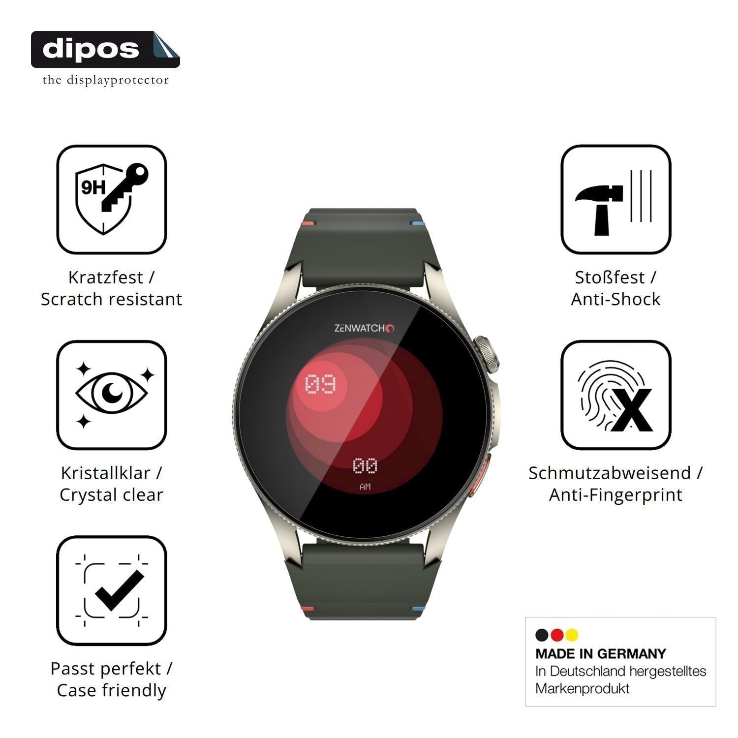 2x 9H Schutzfolie für Zenwatch Zenara Titanium Pan (7)