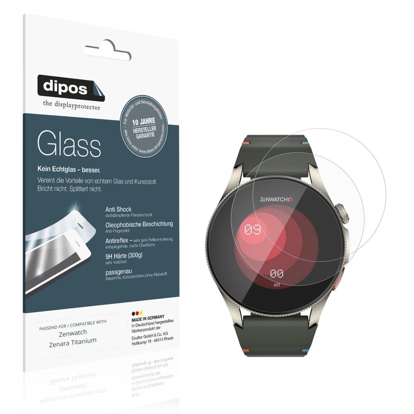 2x 9H Schutzfolie matt für Zenwatch Zenara Titaniu (1)