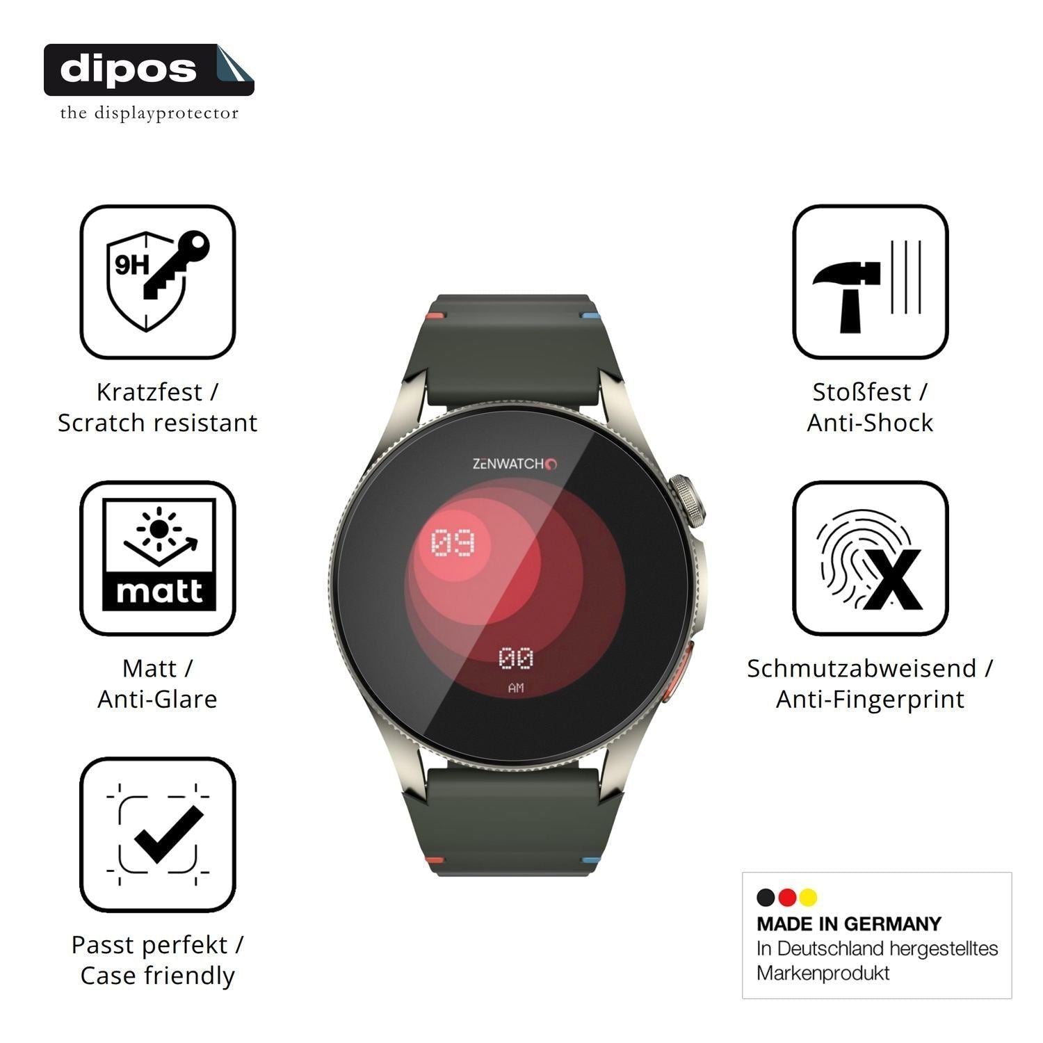 2x 9H Schutzfolie matt für Zenwatch Zenara Titaniu (7)