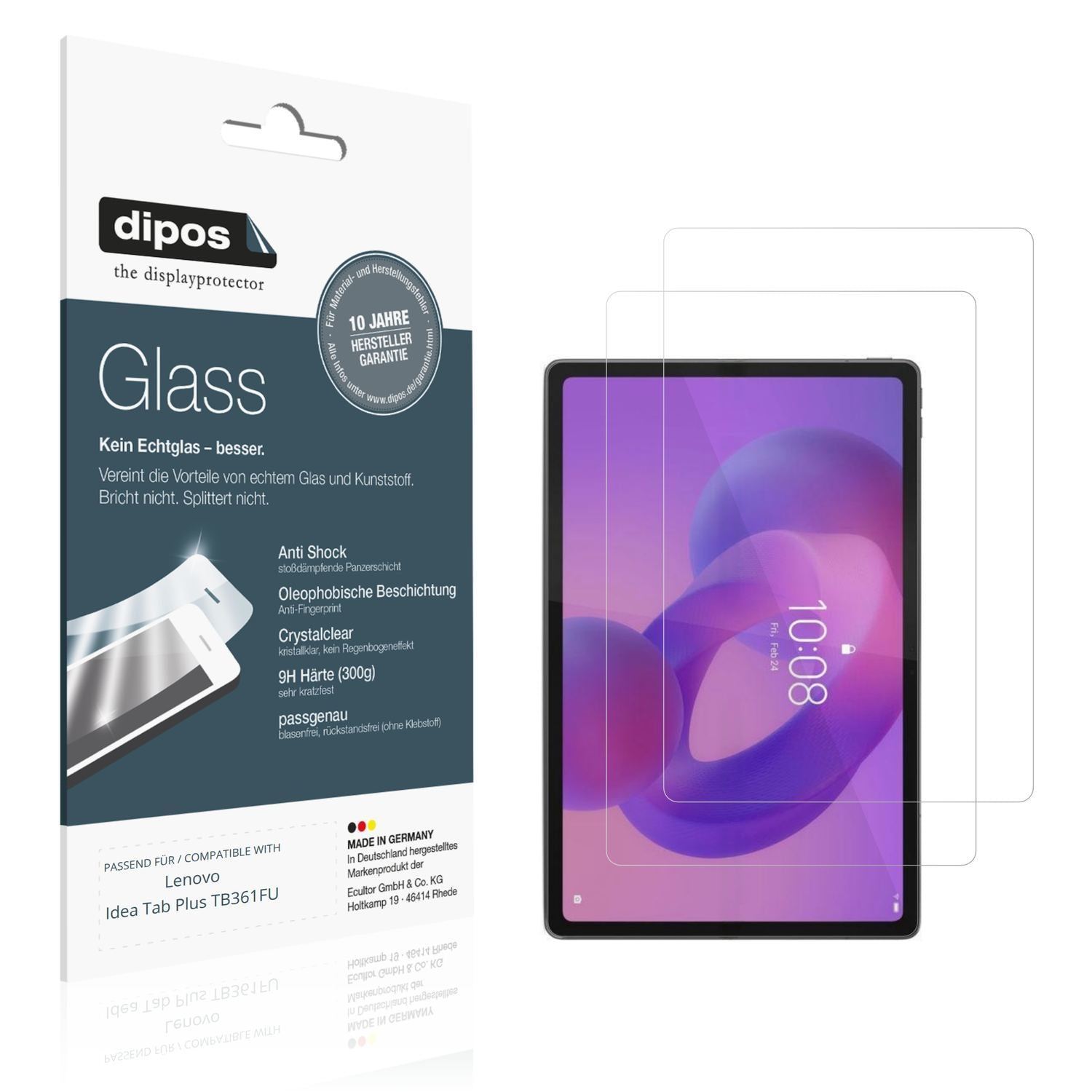 2x 9H Schutzfolie für Lenovo Idea Tab Plus TB361FU (1)